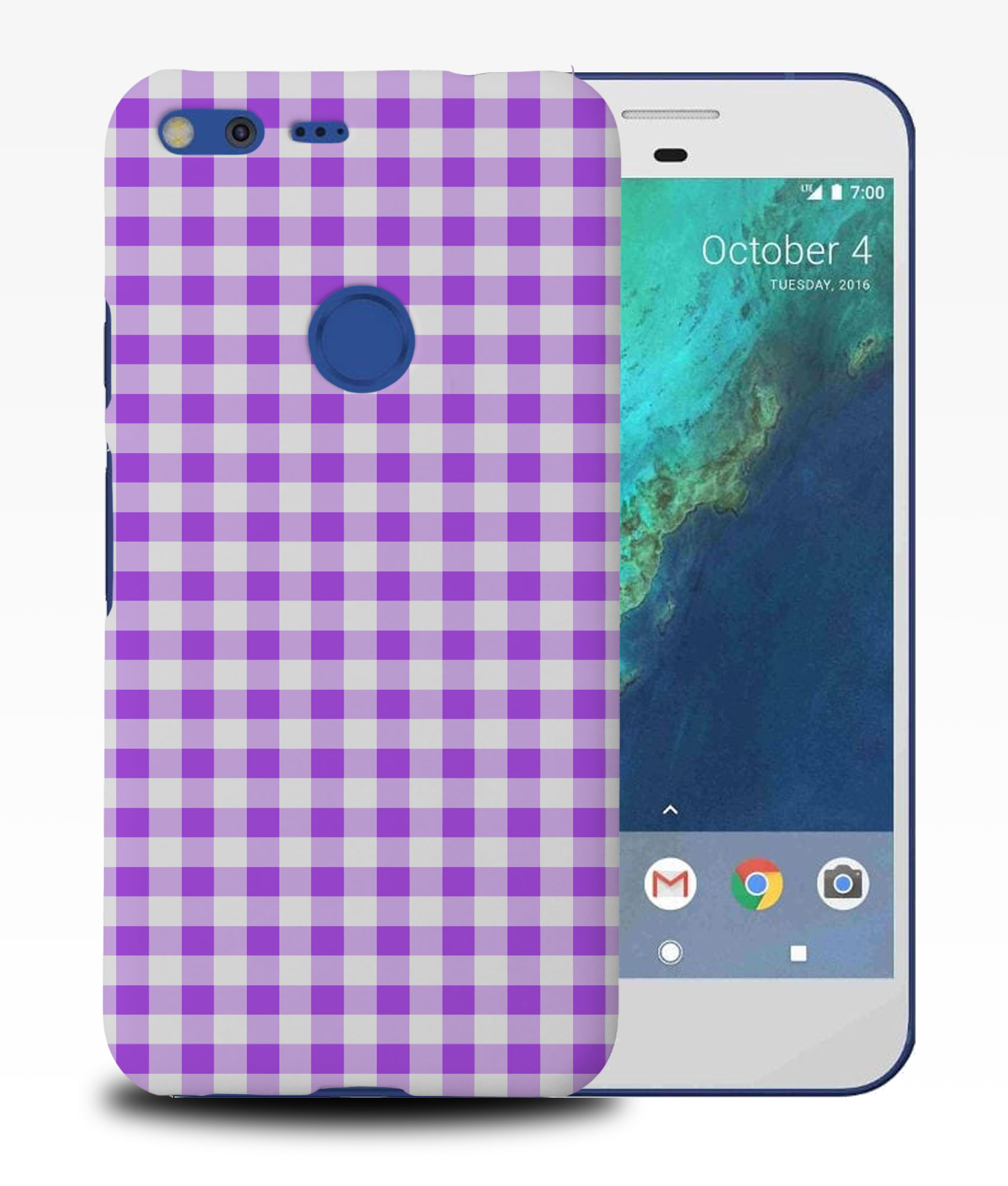 CASE COVER FOR GOOGLE PIXEL|PURPLE CHECKERED PATTERN #6 - Picture 10 of 11