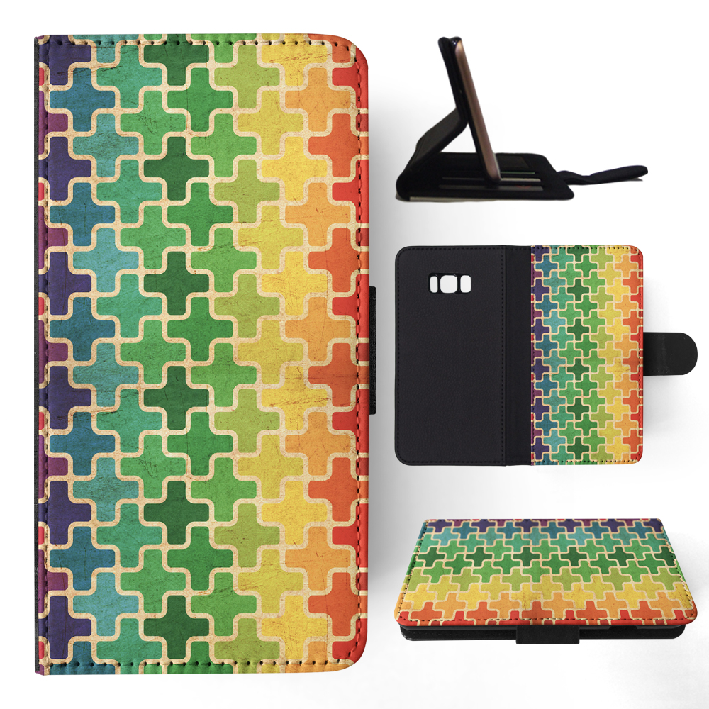 FLIP CASE FOR SAMSUNG GALAXY|RAINBOW CROSS VINTAGE PATTERN - Picture 101 of 120