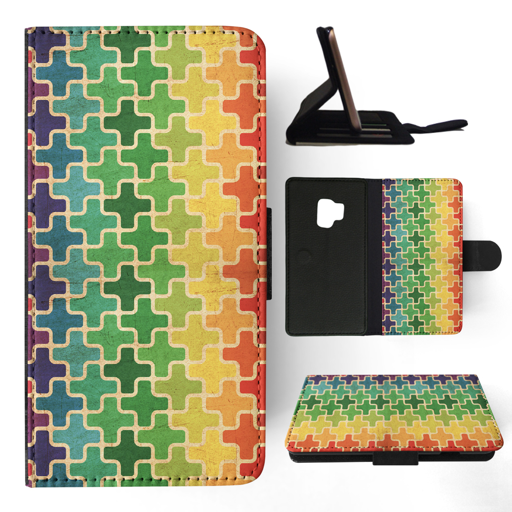 FLIP CASE FOR SAMSUNG GALAXY|RAINBOW CROSS VINTAGE PATTERN - Picture 91 of 120