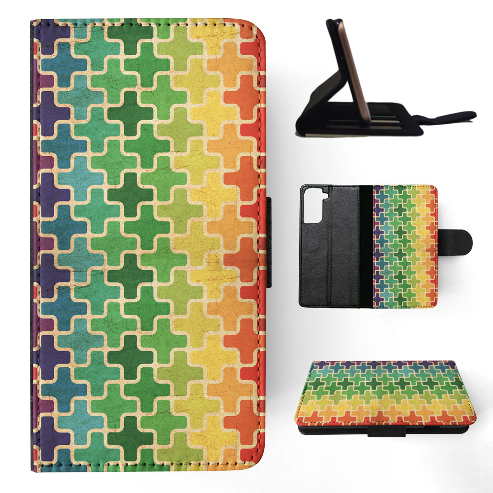 FLIP CASE FOR SAMSUNG GALAXY|RAINBOW CROSS VINTAGE PATTERN - Picture 61 of 120