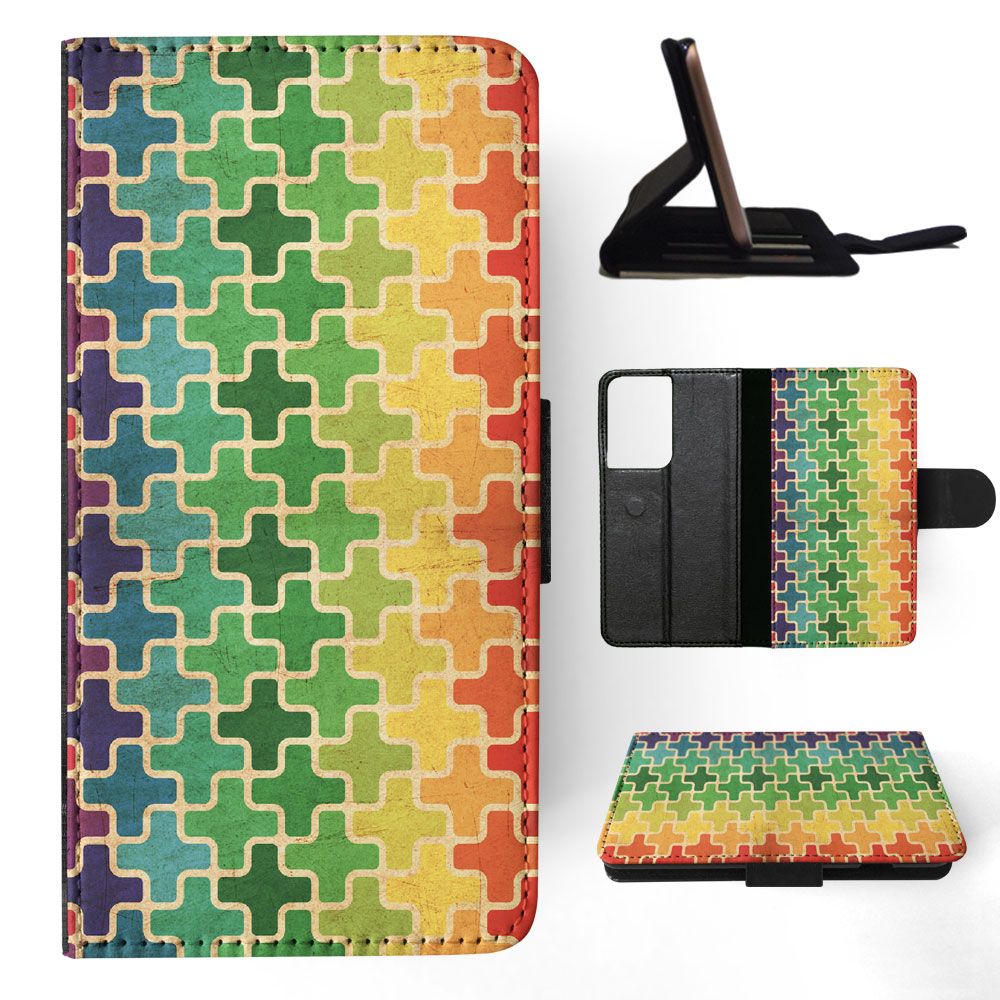 FLIP CASE FOR SAMSUNG GALAXY|RAINBOW CROSS VINTAGE PATTERN - Picture 51 of 120