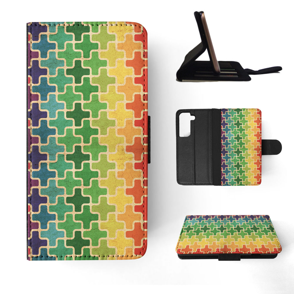 FLIP CASE FOR SAMSUNG GALAXY|RAINBOW CROSS VINTAGE PATTERN - Picture 46 of 120