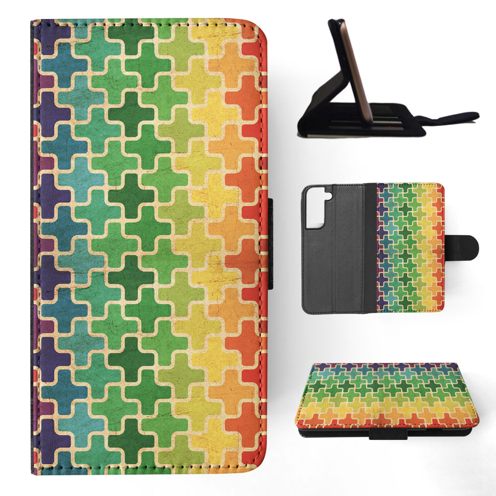 FLIP CASE FOR SAMSUNG GALAXY|RAINBOW CROSS VINTAGE PATTERN - Picture 41 of 120