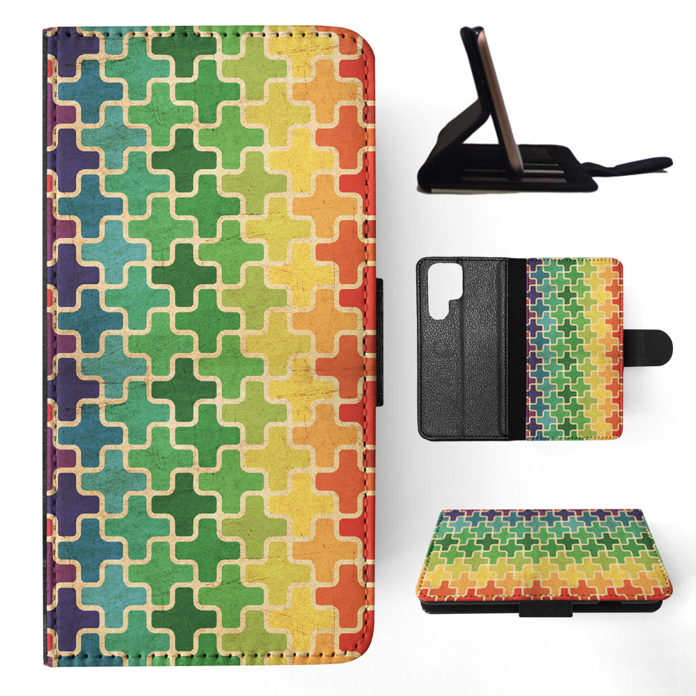 FLIP CASE FOR SAMSUNG GALAXY|RAINBOW CROSS VINTAGE PATTERN - Picture 36 of 120