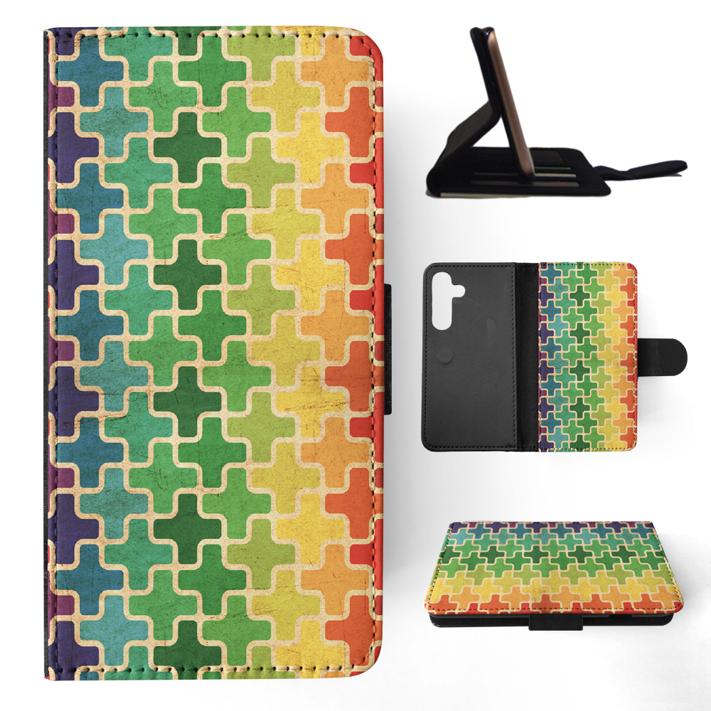 FLIP CASE FOR SAMSUNG GALAXY|RAINBOW CROSS VINTAGE PATTERN - Picture 16 of 120