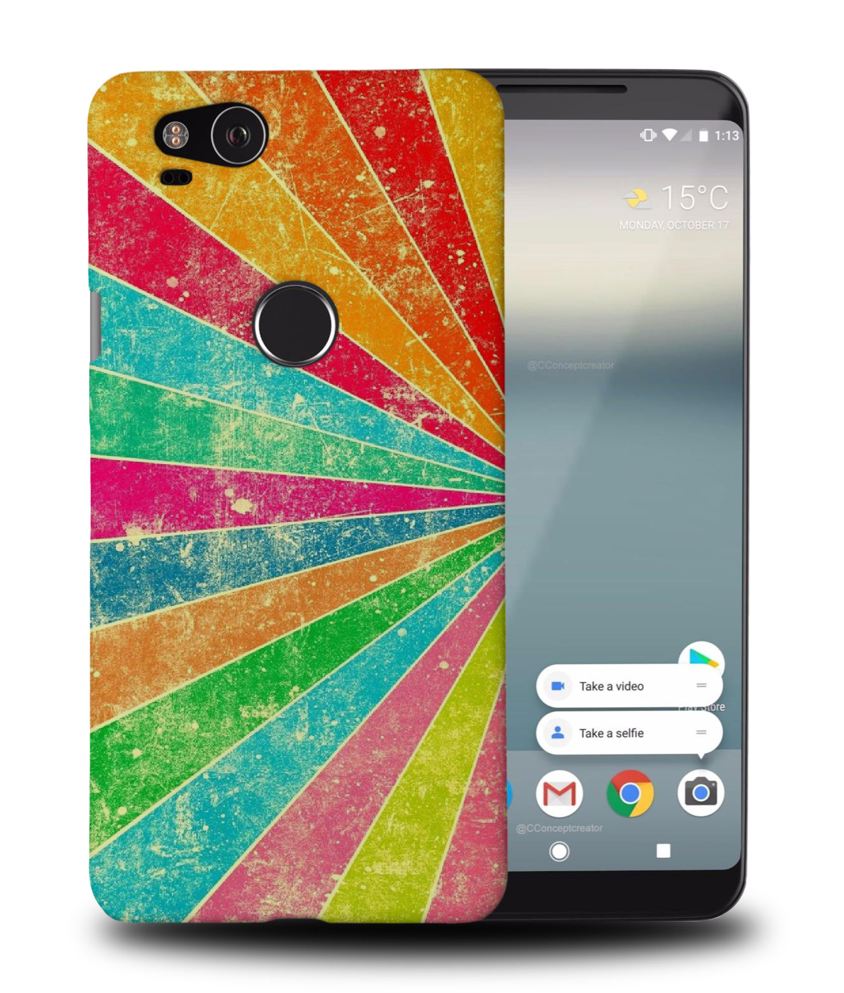 CASE COVER FOR GOOGLE PIXEL|RAINBOW BURST VINTAGE PATTERN #1 - 第 9/11 張圖片