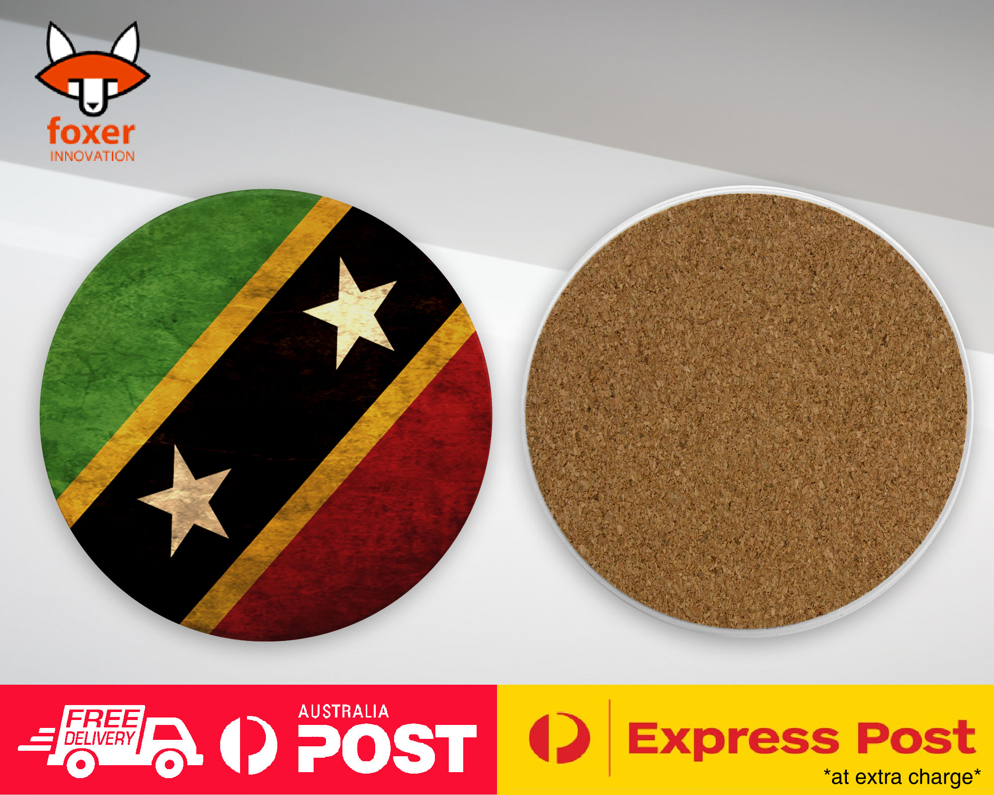 COASTER COFFEE DRINKING MAT|SAINT KITTS AND NEVIS FLAG