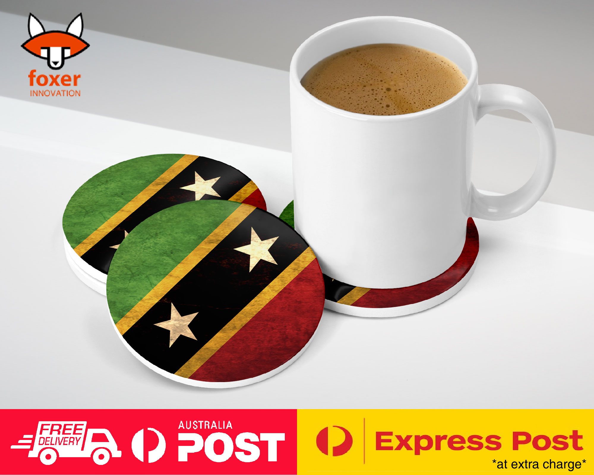 COASTER COFFEE DRINKING MAT|SAINT KITTS AND NEVIS FLAG