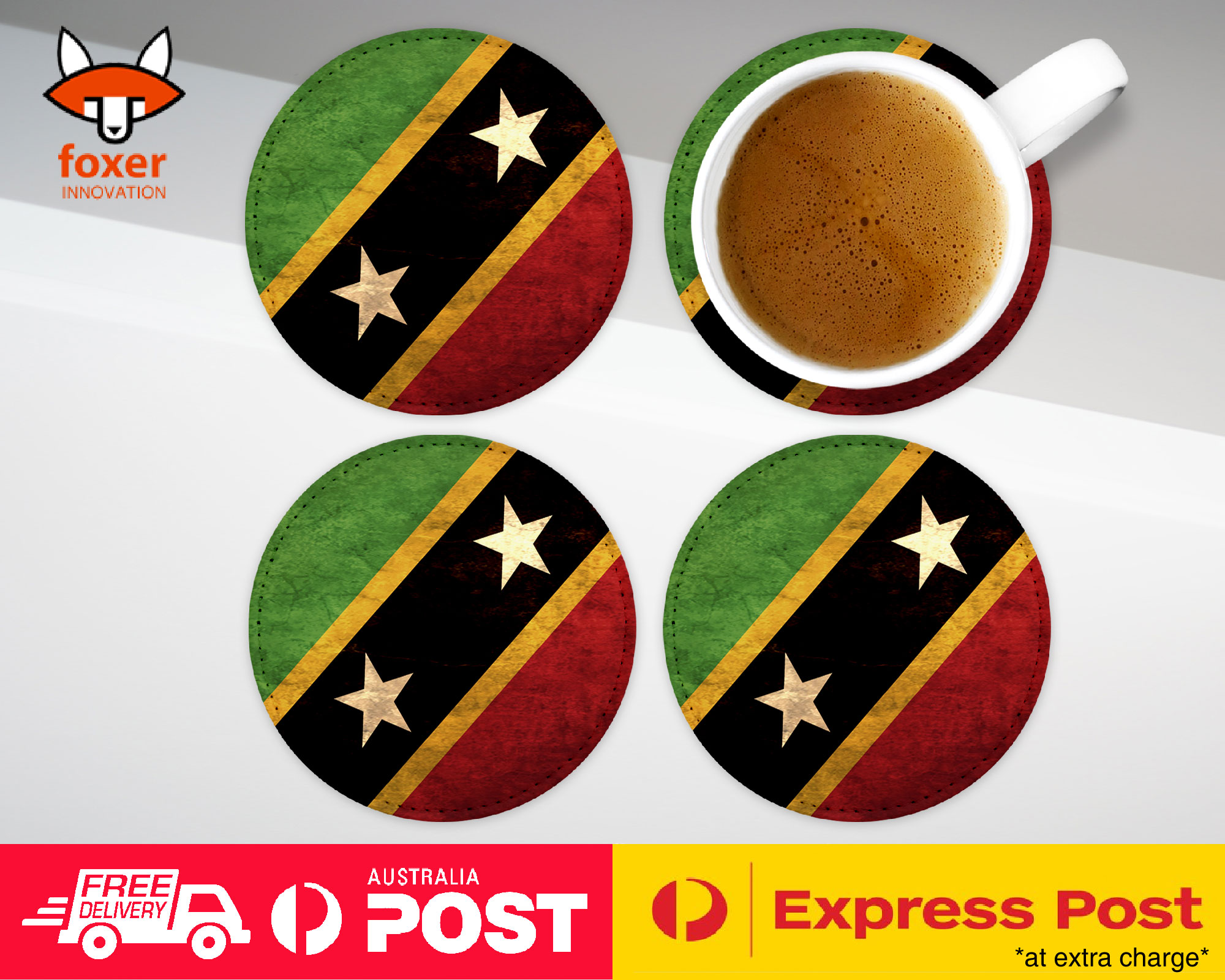 COASTER COFFEE DRINKING MAT|SAINT KITTS AND NEVIS FLAG