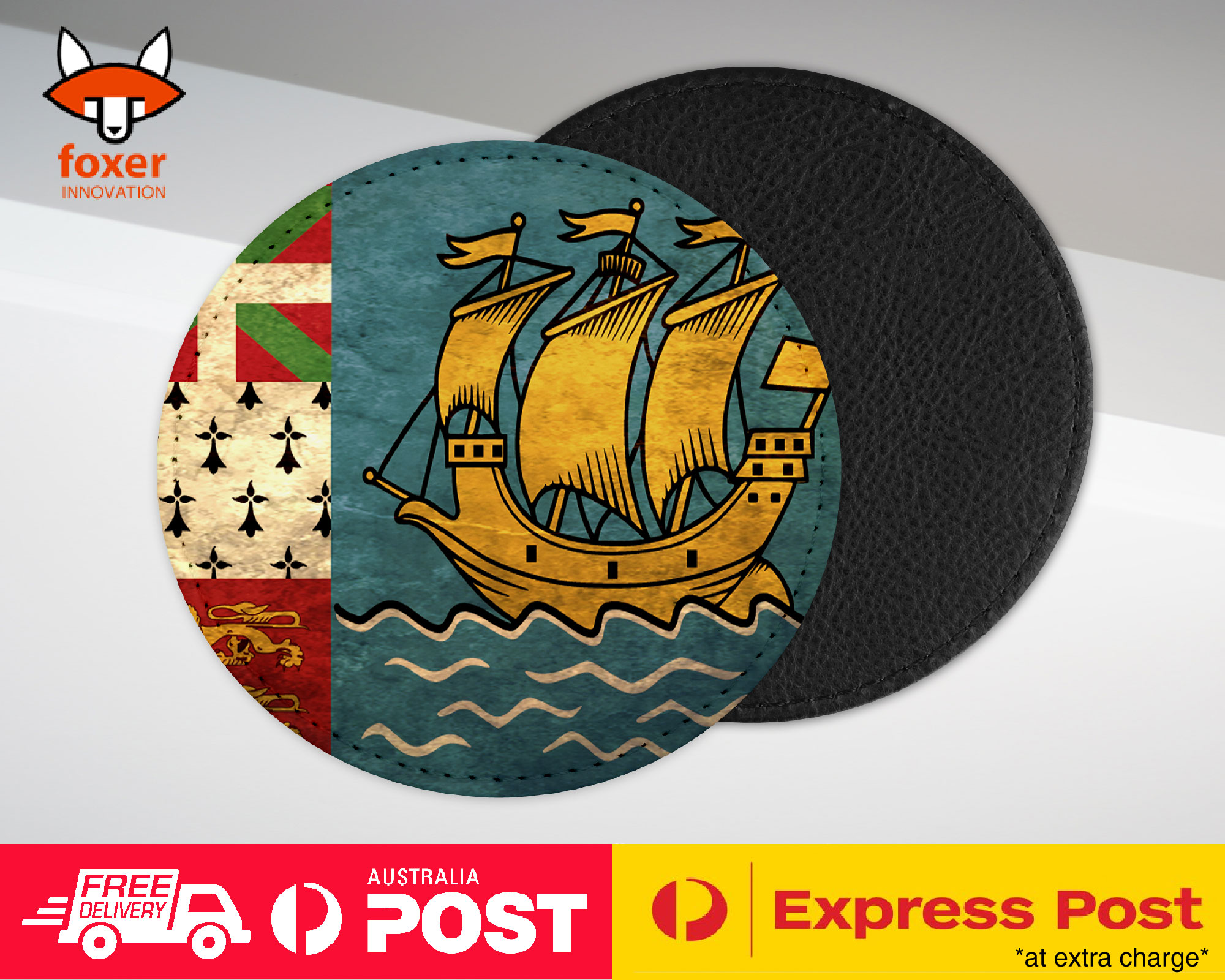 COASTER COFFEE DRINKING MAT|SAINT PIERRE AND MIQUELON FLAG