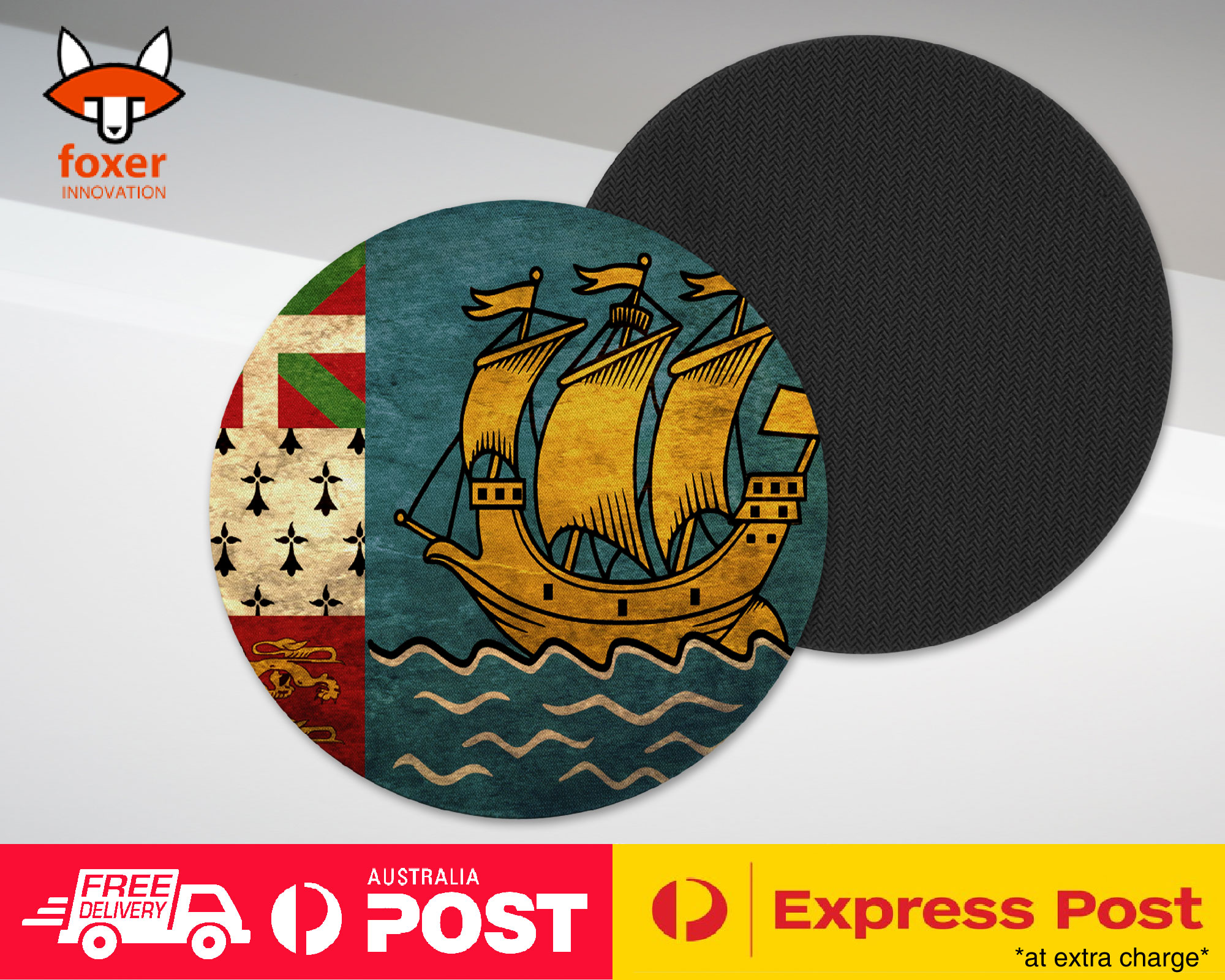 COASTER COFFEE DRINKING MAT|SAINT PIERRE AND MIQUELON FLAG