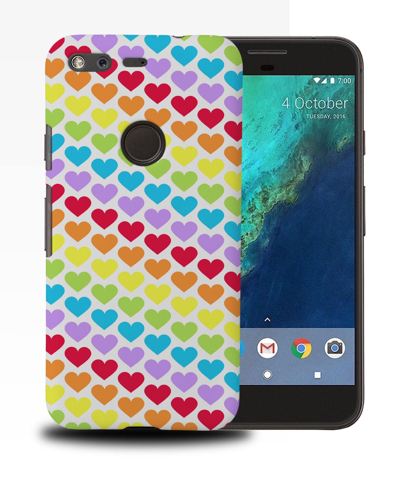 CASE COVER FOR GOOGLE PIXEL|RAINBOW HEARTS PATTERN #1 - Picture 11 of 11