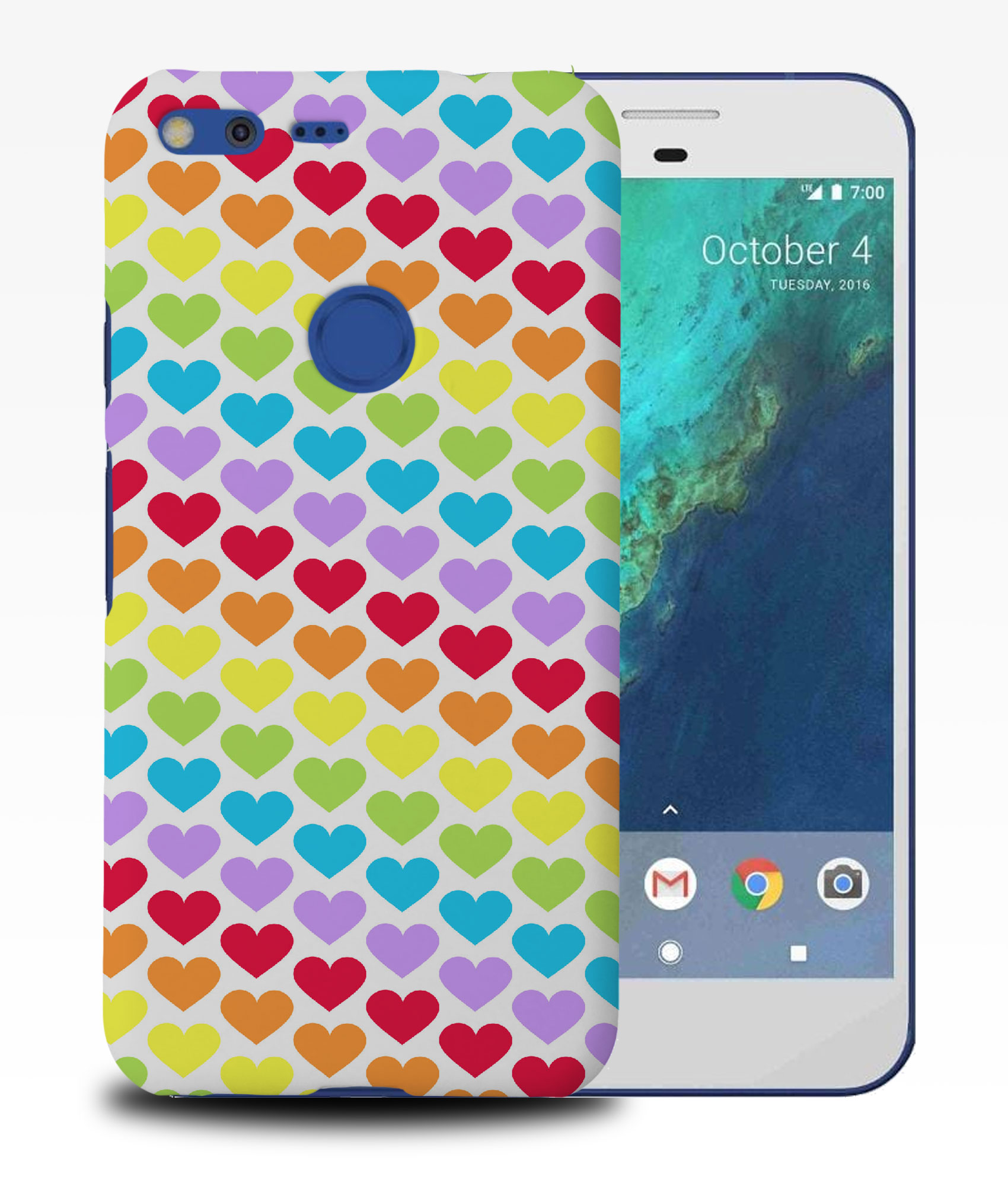 CASE COVER FOR GOOGLE PIXEL|RAINBOW HEARTS PATTERN #1 - Picture 10 of 11