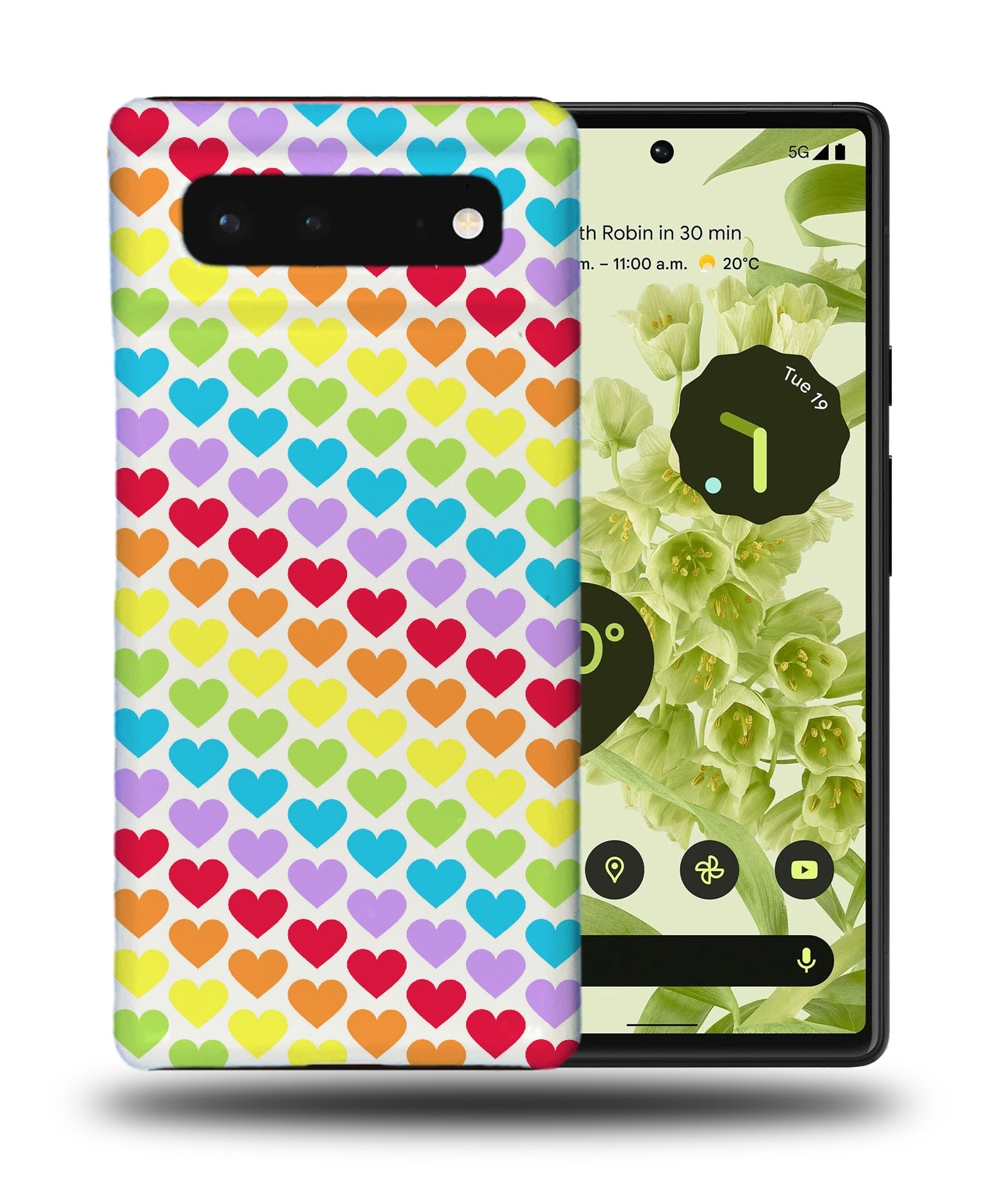 CASE COVER FOR GOOGLE PIXEL|RAINBOW HEARTS PATTERN #1 - Picture 3 of 11