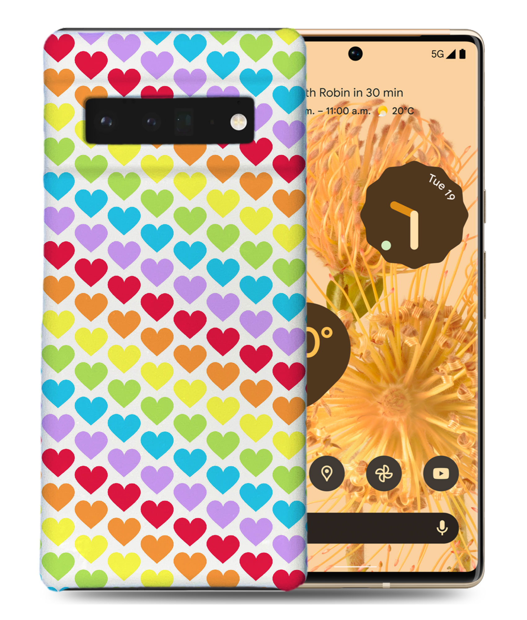 CASE COVER FOR GOOGLE PIXEL|RAINBOW HEARTS PATTERN #1 - Picture 2 of 11
