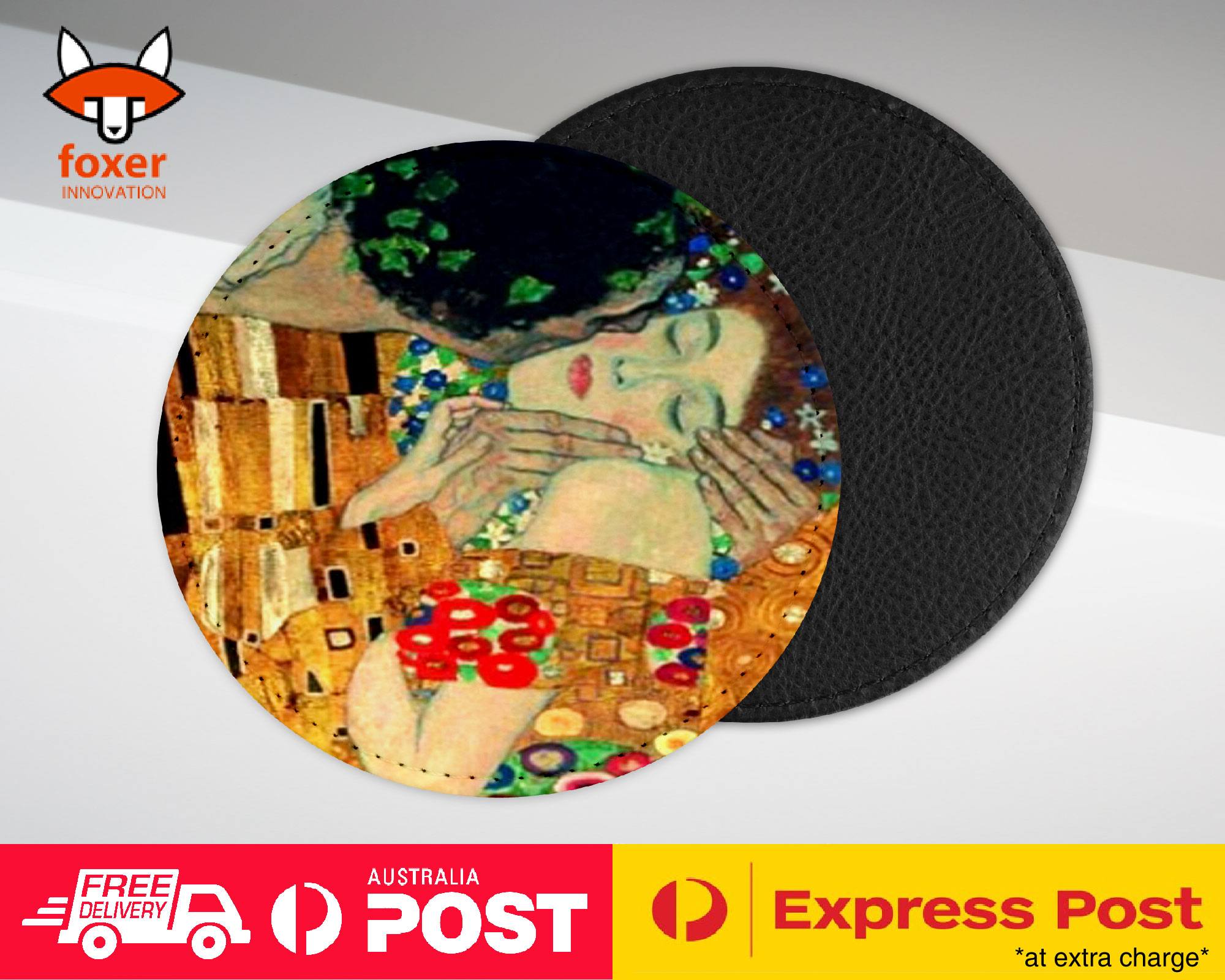 COASTER COFFEE DRINKING MAT|GUSTAV KLIMT - IL BACIO ART PAINT