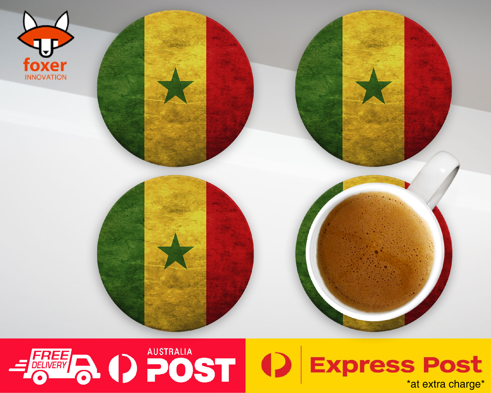 COASTER COFFEE DRINKING MAT|SENEGAL COUNTRY FLAG 131