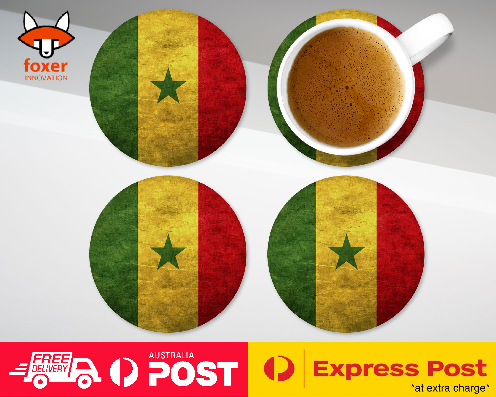 COASTER COFFEE DRINKING MAT|SENEGAL COUNTRY FLAG 131