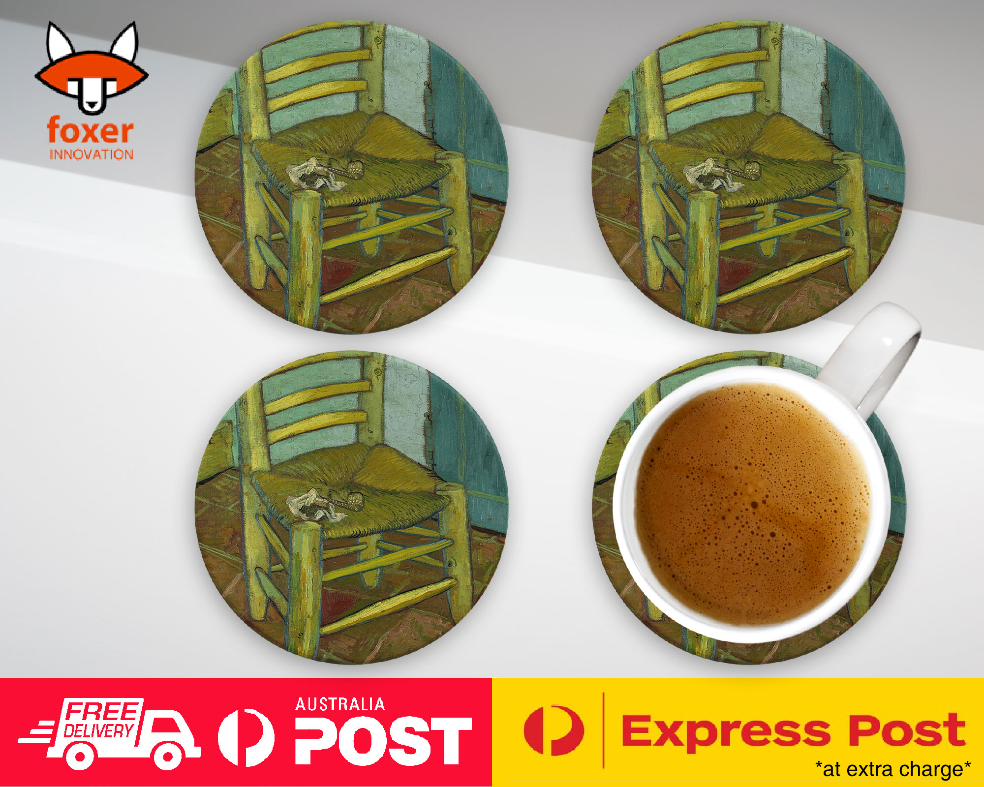 COASTER COFFEE DRINKING MAT|VINCENT VAN GOGH - VAN GOGH'S CHAIR ART - Picture 9 of 21