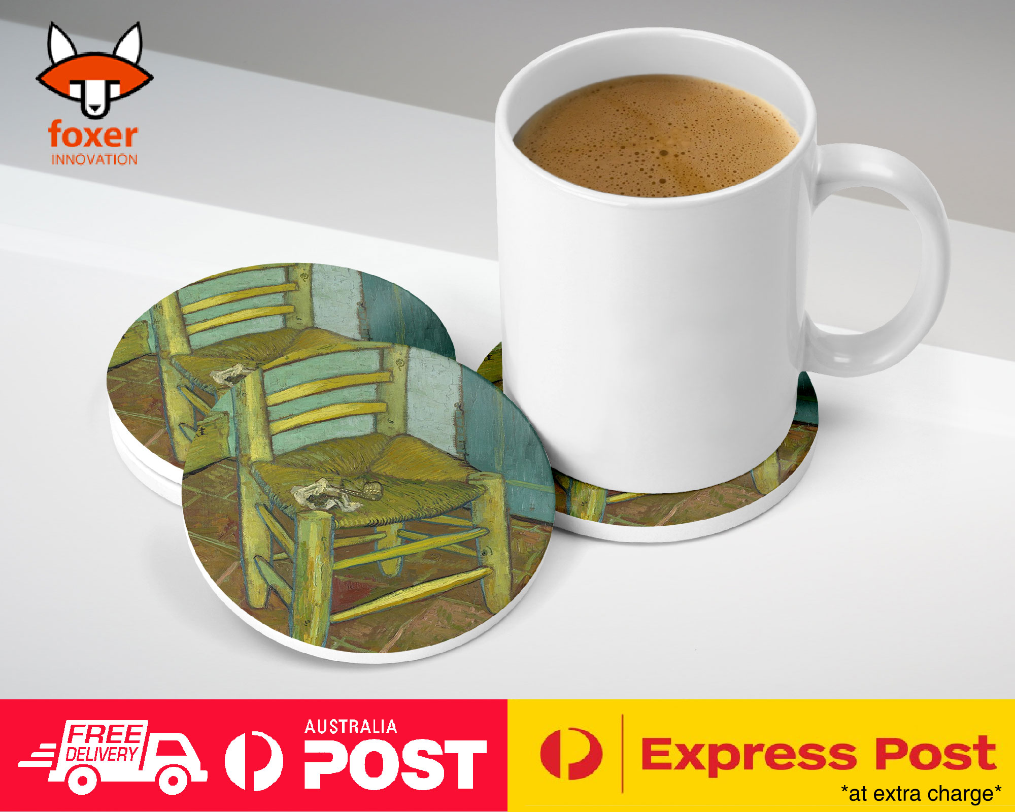 COASTER COFFEE DRINKING MAT|VINCENT VAN GOGH - VAN GOGH'S CHAIR ART - Picture 10 of 21
