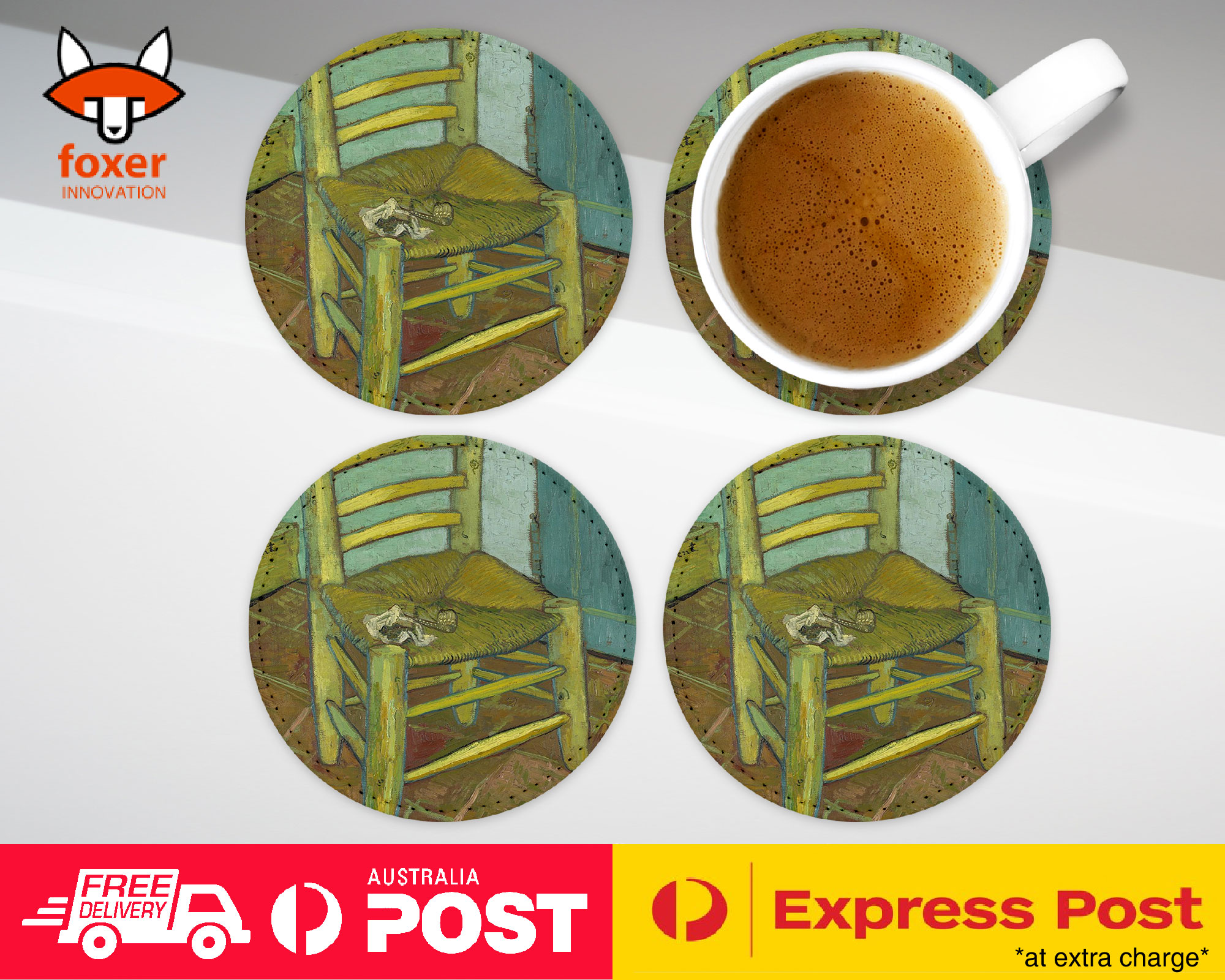 COASTER COFFEE DRINKING MAT|VINCENT VAN GOGH - VAN GOGH'S CHAIR ART - Picture 6 of 21