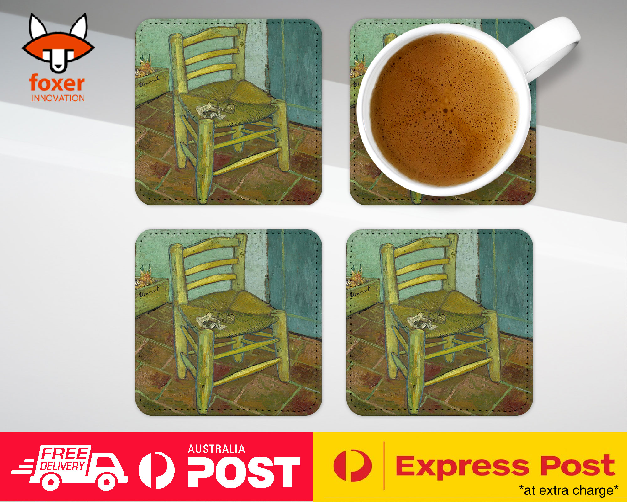 COASTER COFFEE DRINKING MAT|VINCENT VAN GOGH - VAN GOGH'S CHAIR ART - Picture 16 of 21