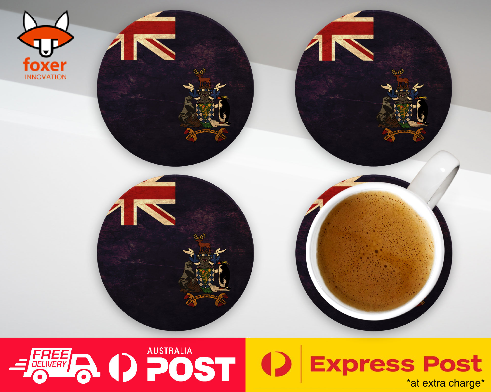 COASTER COFFEE DRINKING MAT|SOUTH GEORGIA FLAG