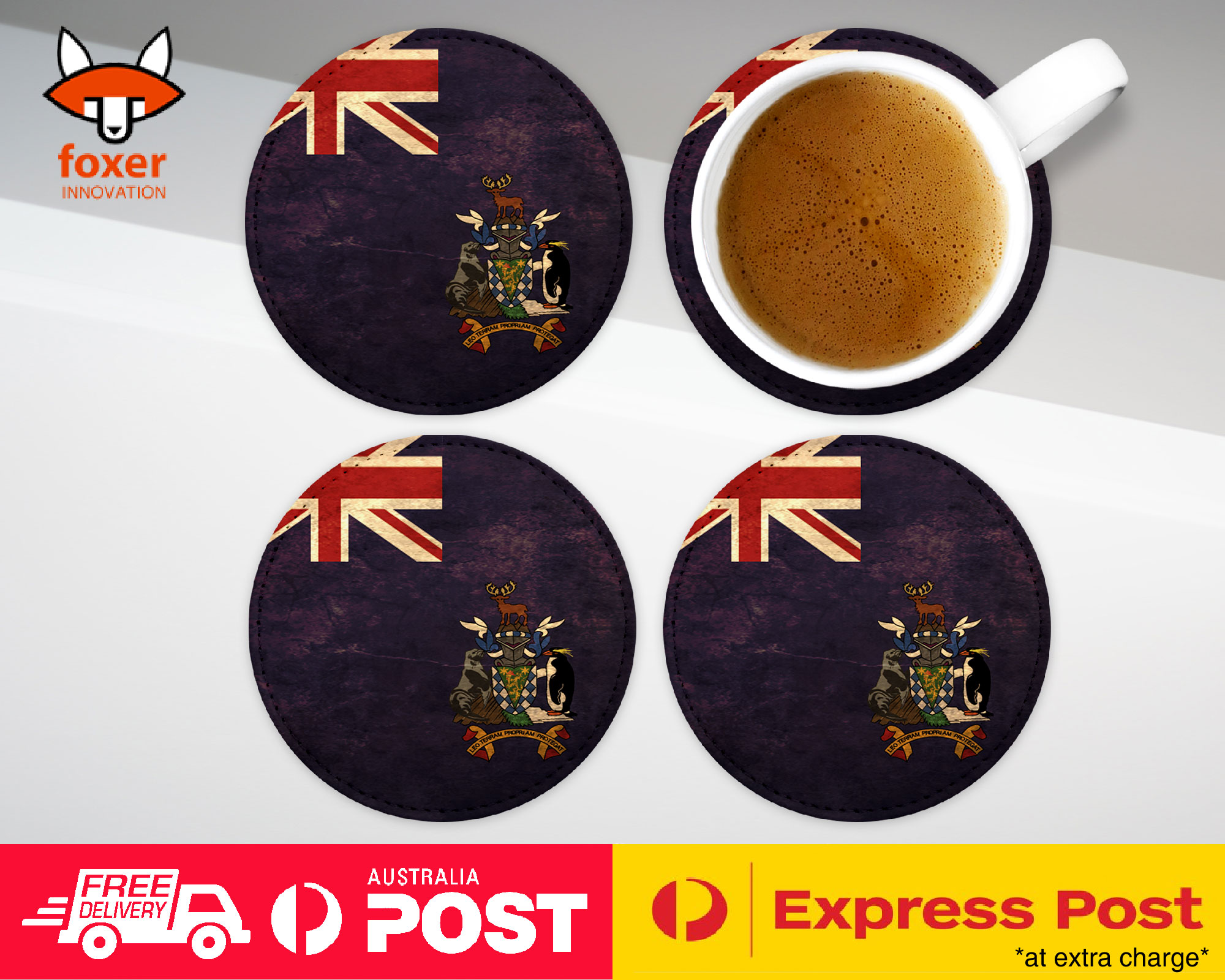 COASTER COFFEE DRINKING MAT|SOUTH GEORGIA FLAG