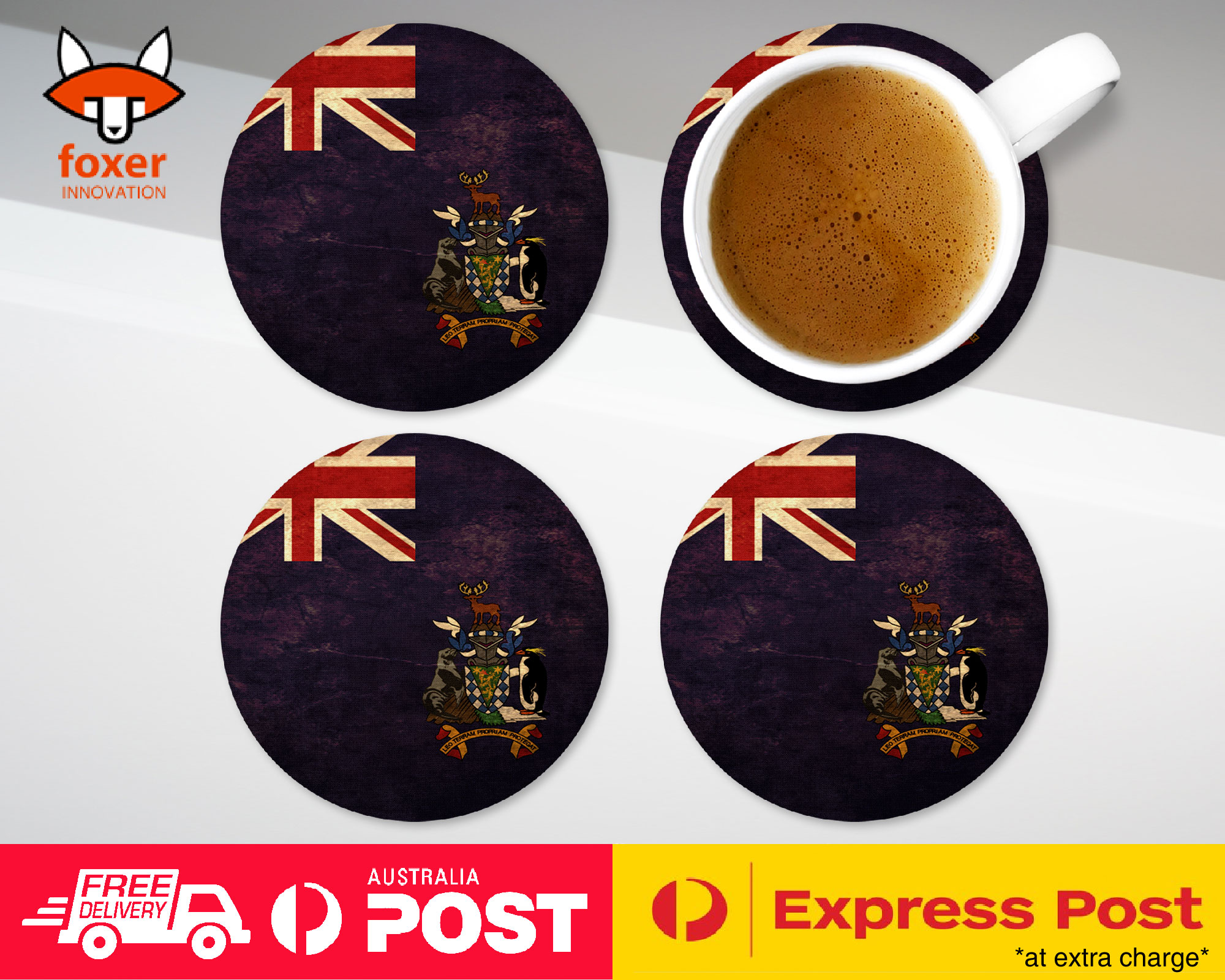 COASTER COFFEE DRINKING MAT|SOUTH GEORGIA FLAG