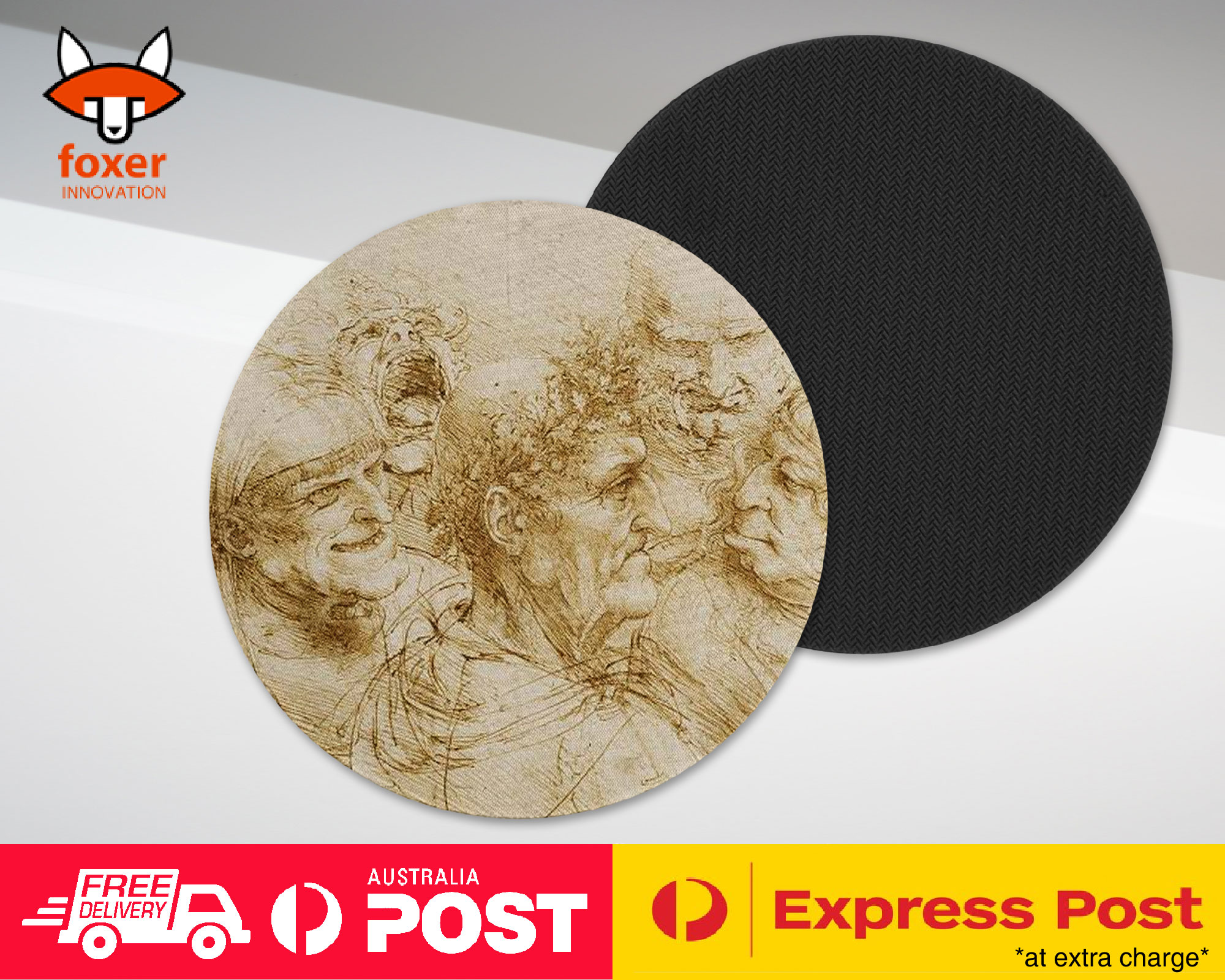 COASTER COFFEE DRINKING MAT|LEONARDO DA VINCI - STUDY OF FIVE GROTESQUE HEADS