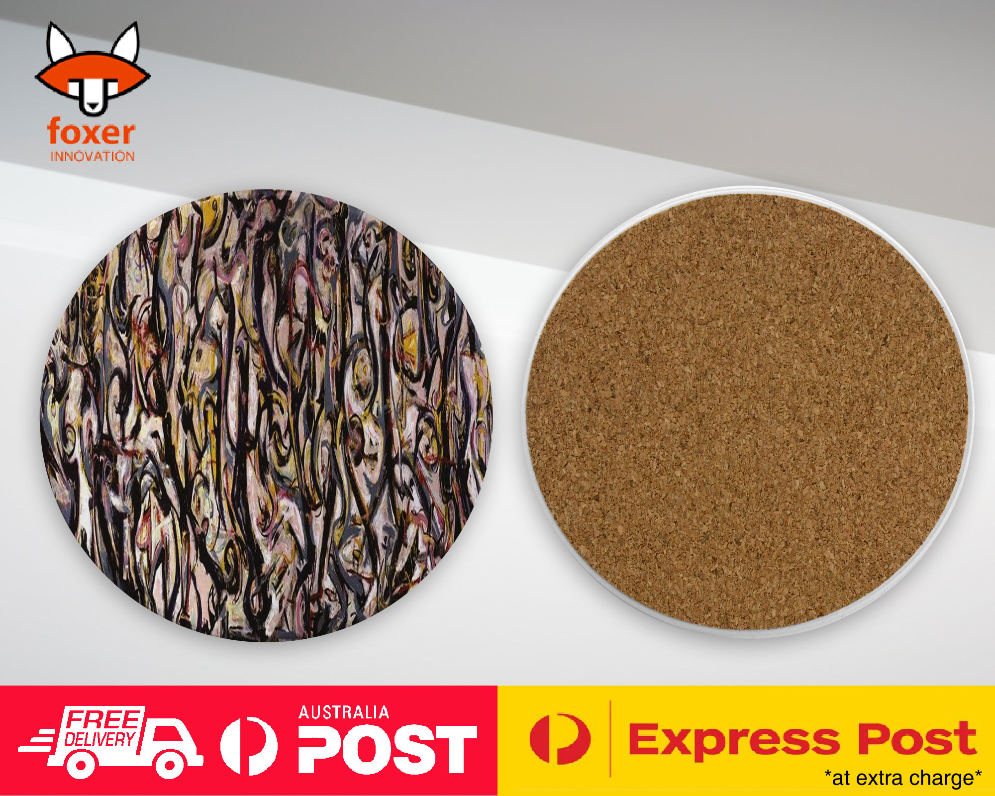 COASTER COFFEE DRINKING MAT|JACKSON POLLOCK - MURAL (1943) ART PAINT