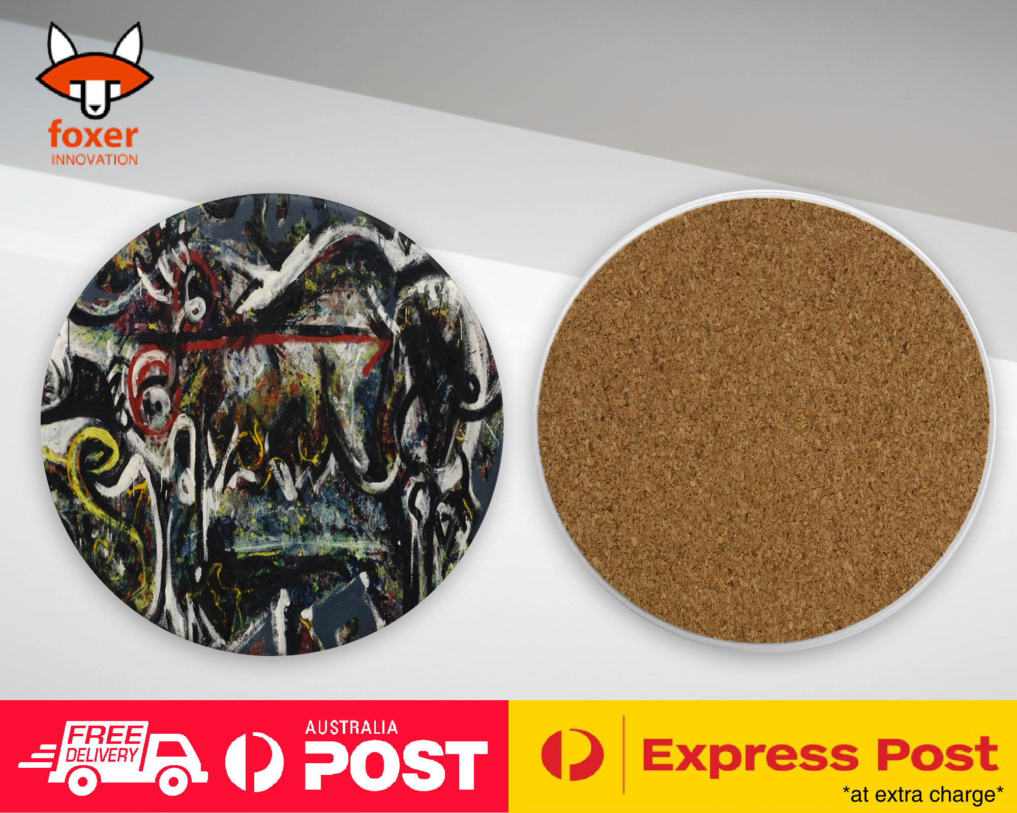 COASTER COFFEE DRINKING MAT|JACKSON POLLOCK - THE SHE-WOLF ART PAINT