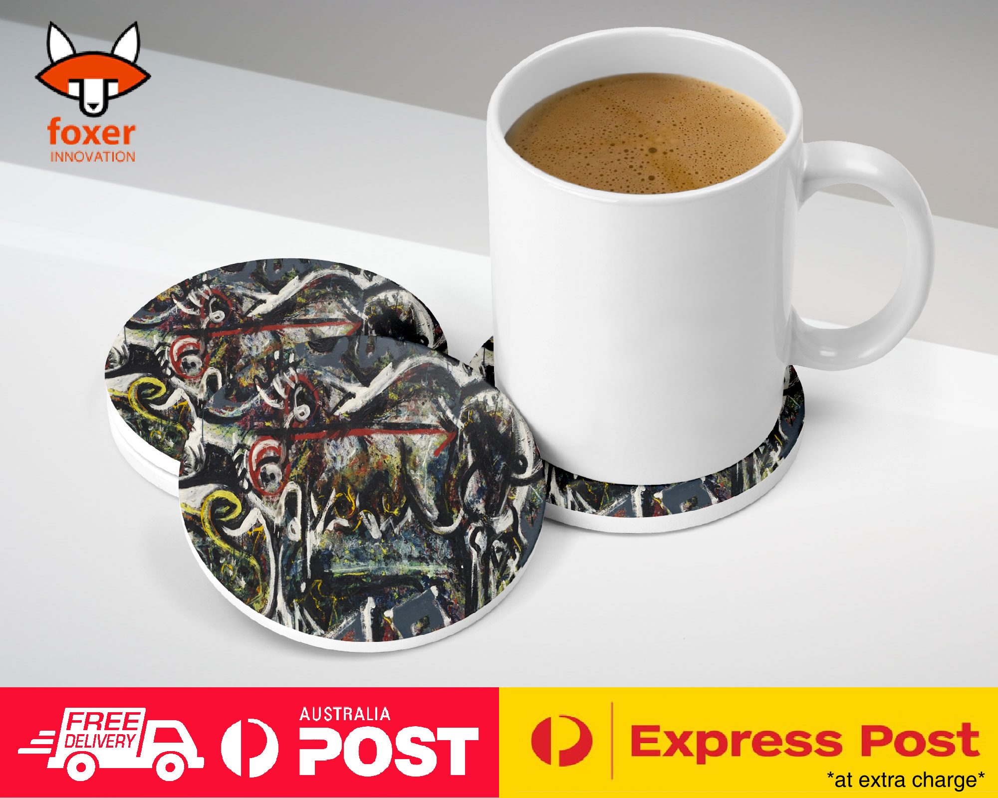 COASTER COFFEE DRINKING MAT|JACKSON POLLOCK - THE SHE-WOLF ART PAINT