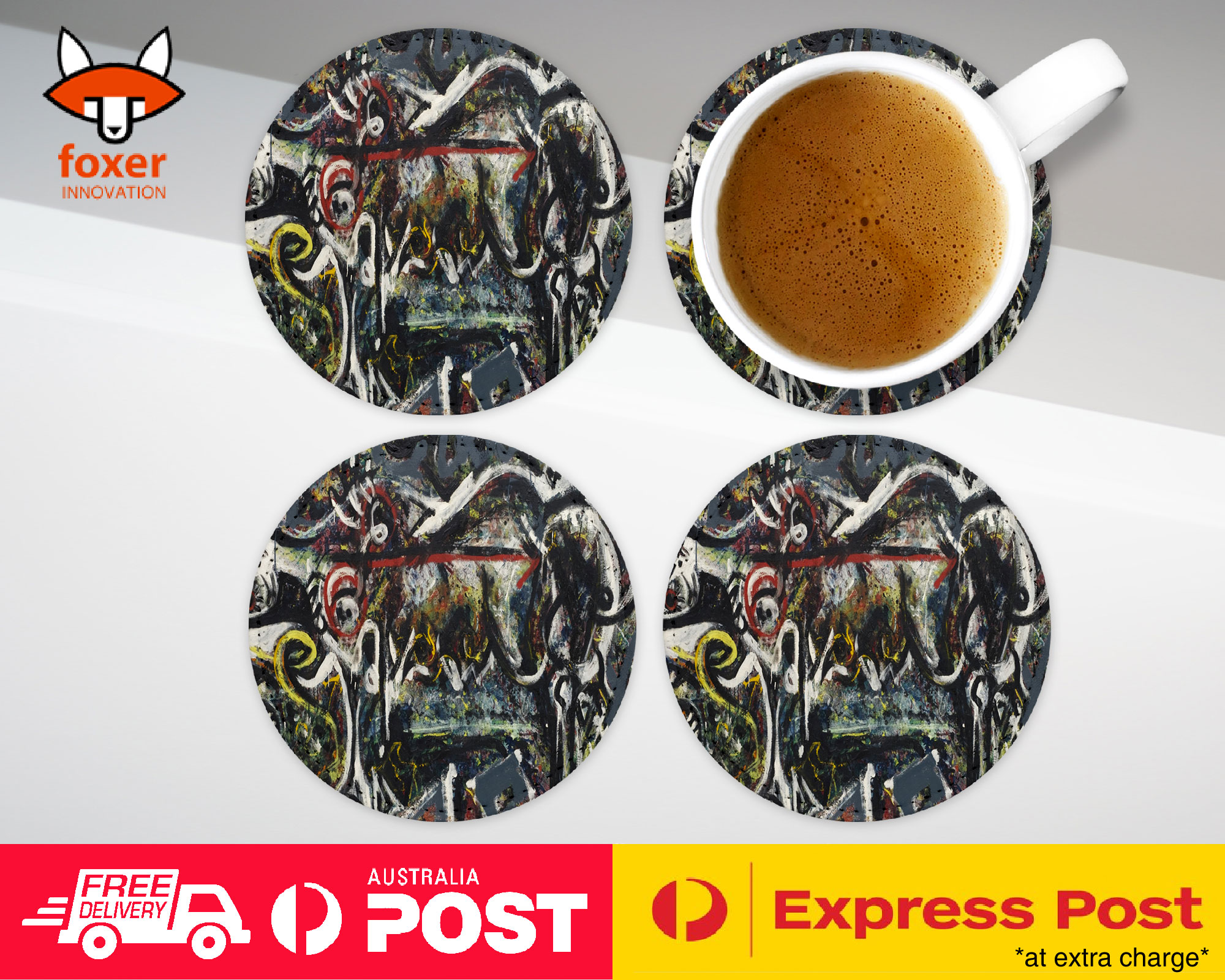 COASTER COFFEE DRINKING MAT|JACKSON POLLOCK - THE SHE-WOLF ART PAINT