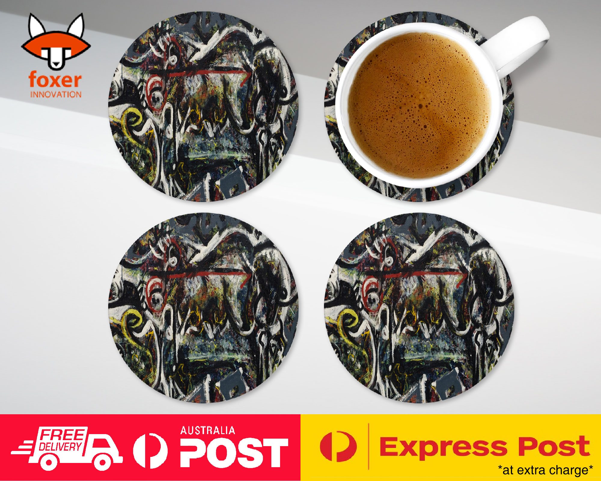 COASTER COFFEE DRINKING MAT|JACKSON POLLOCK - THE SHE-WOLF ART PAINT