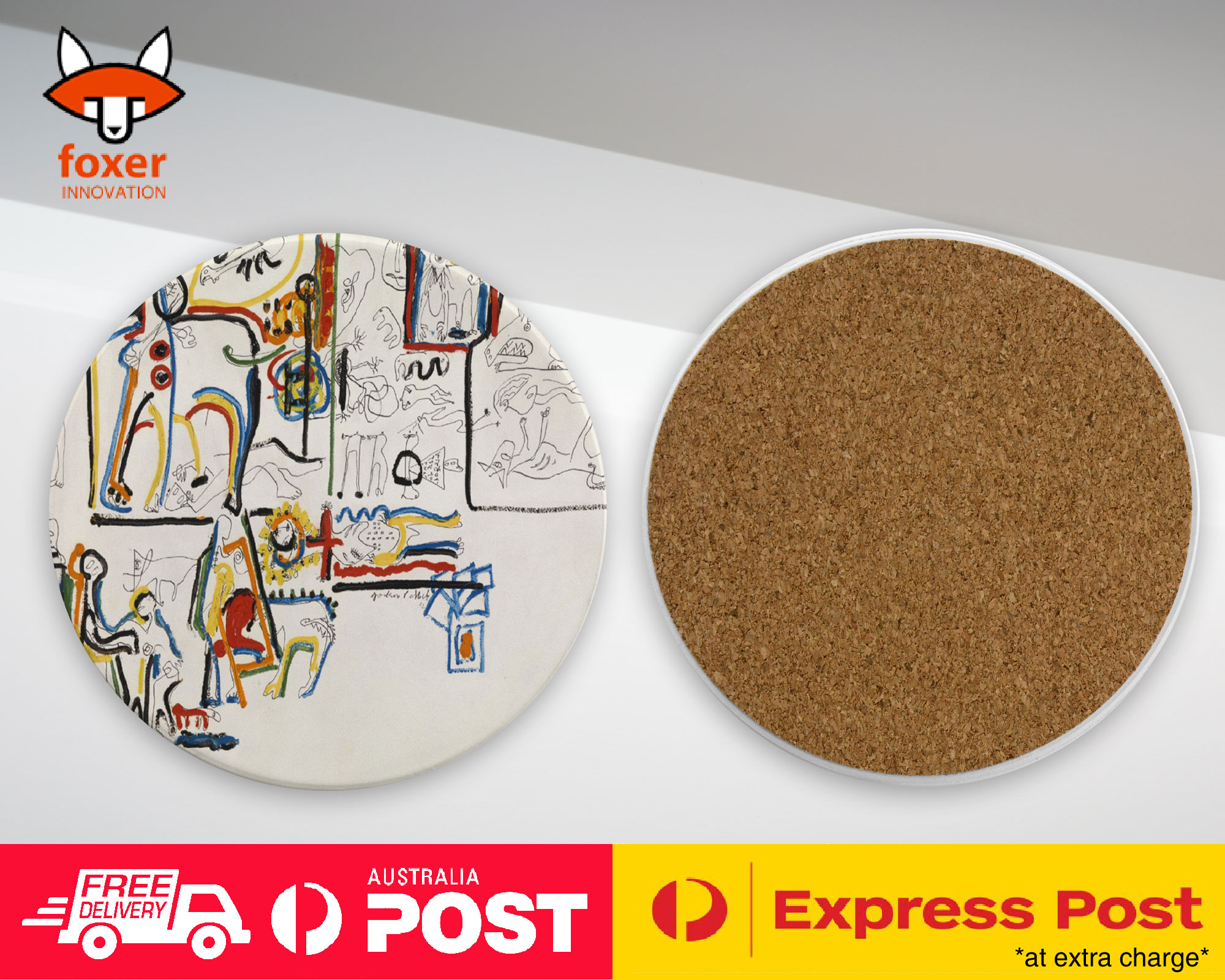 COASTER COFFEE DRINKING MAT|JACKSON POLLOCK - ANIMALS AND FIGURES ART