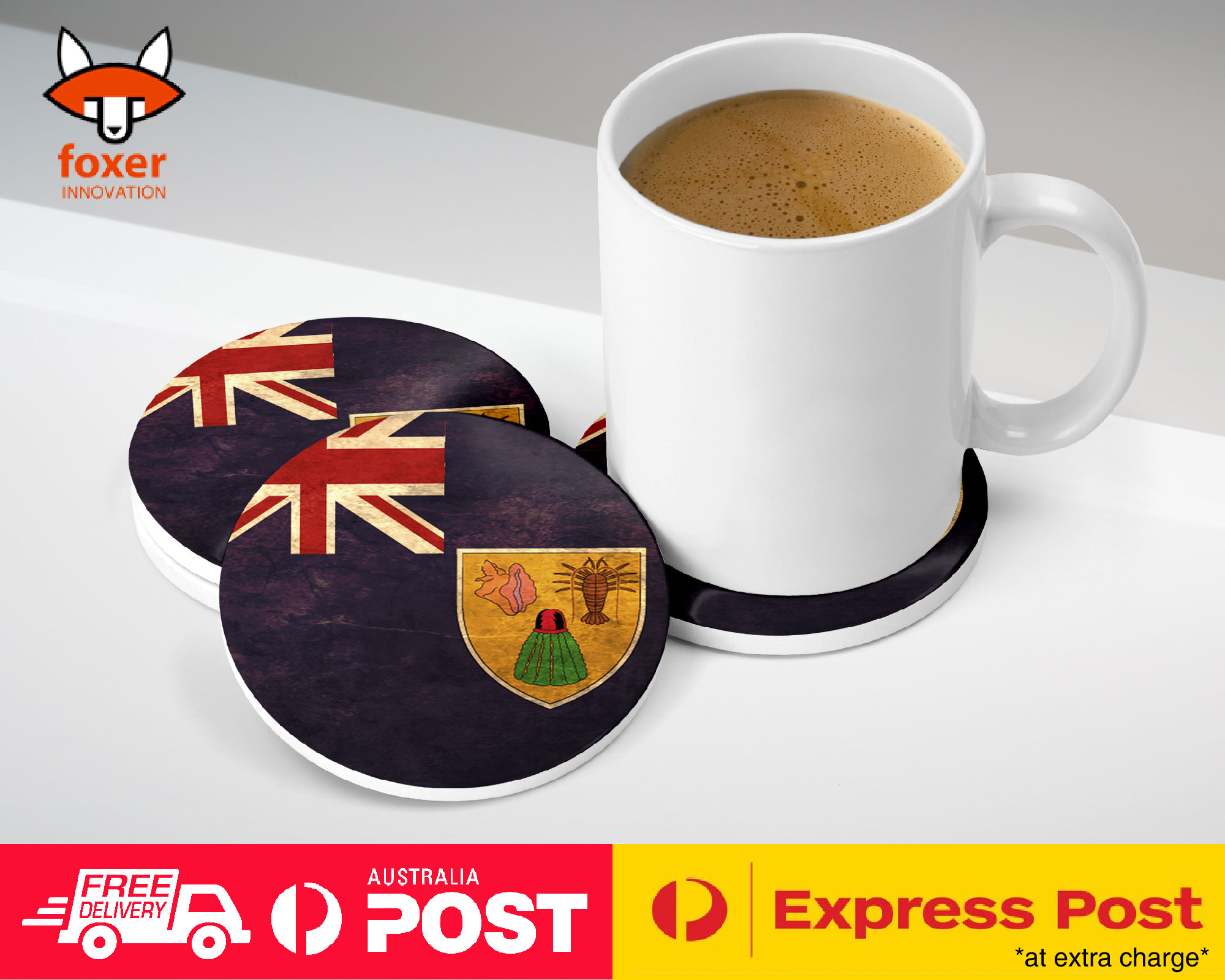 COASTER COFFEE DRINKING MAT|TURKS CAICOS ISLANDS FLAG