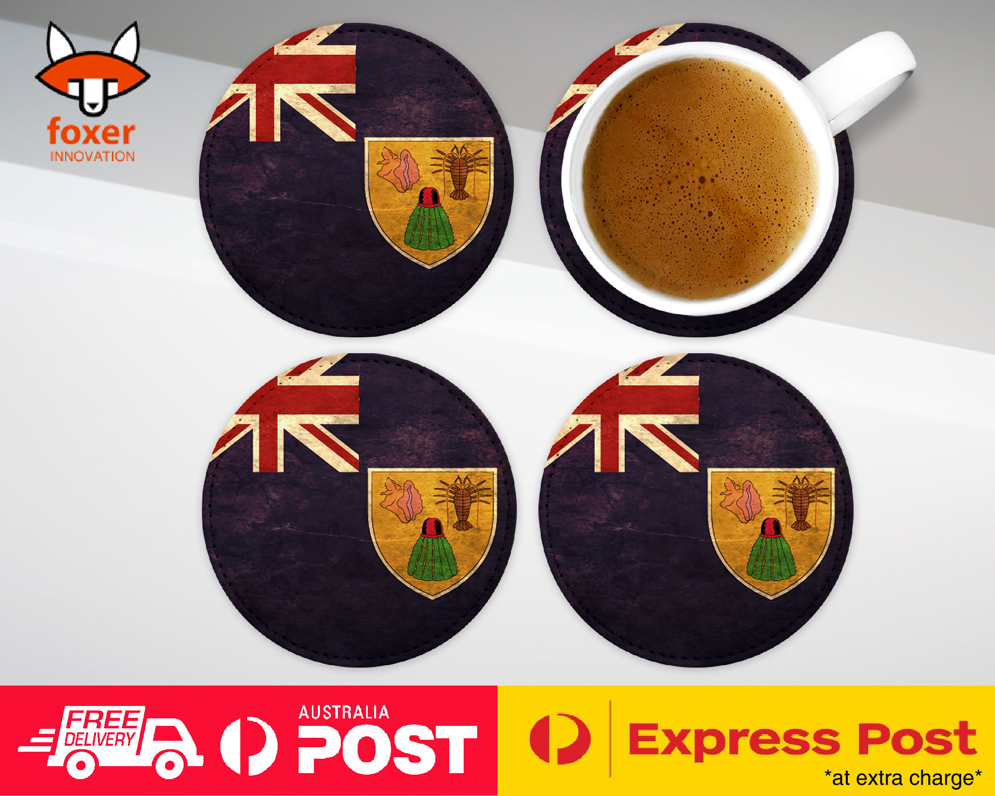 COASTER COFFEE DRINKING MAT|TURKS CAICOS ISLANDS FLAG