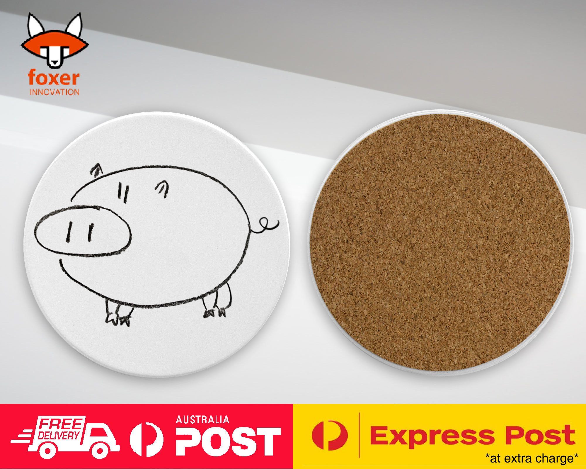 COASTER COFFEE DRINKING MAT|CUTE PIG DRAWING SKETCH ART