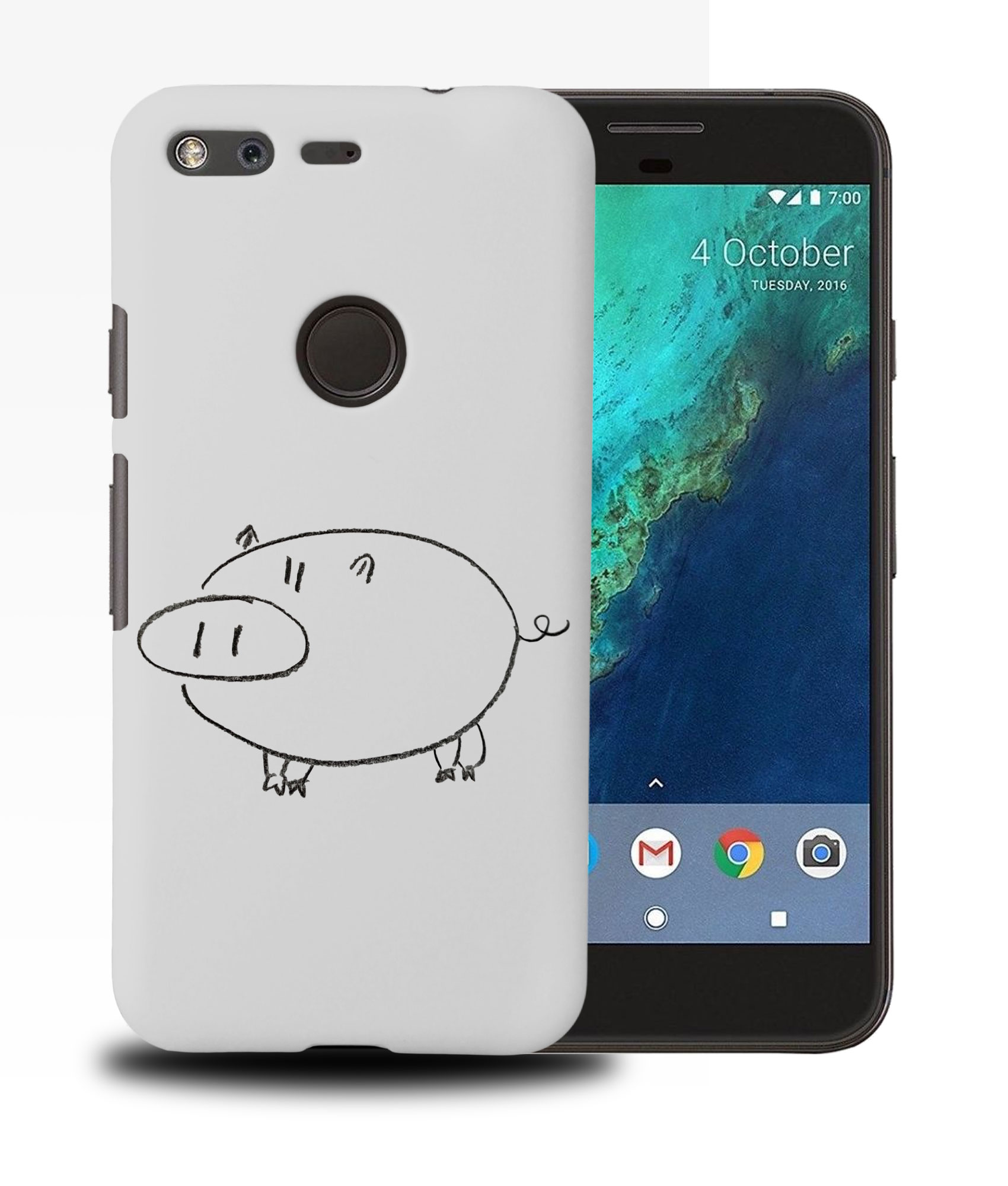 CASE COVER FOR GOOGLE PIXEL|CUTE PIG DRAWING SKETCH ART - Imagen 11 de 11