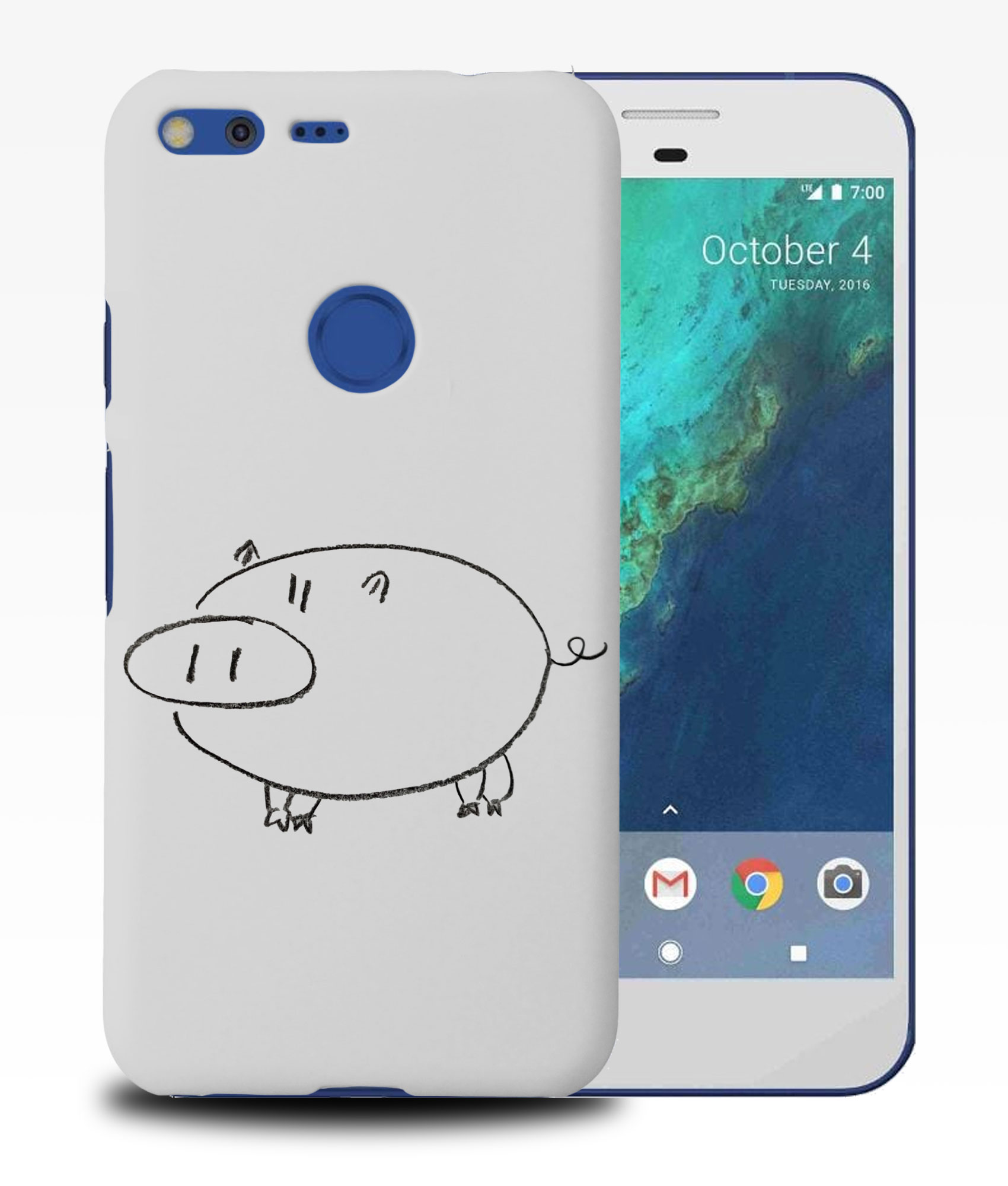 CASE COVER FOR GOOGLE PIXEL|CUTE PIG DRAWING SKETCH ART - Imagen 10 de 11