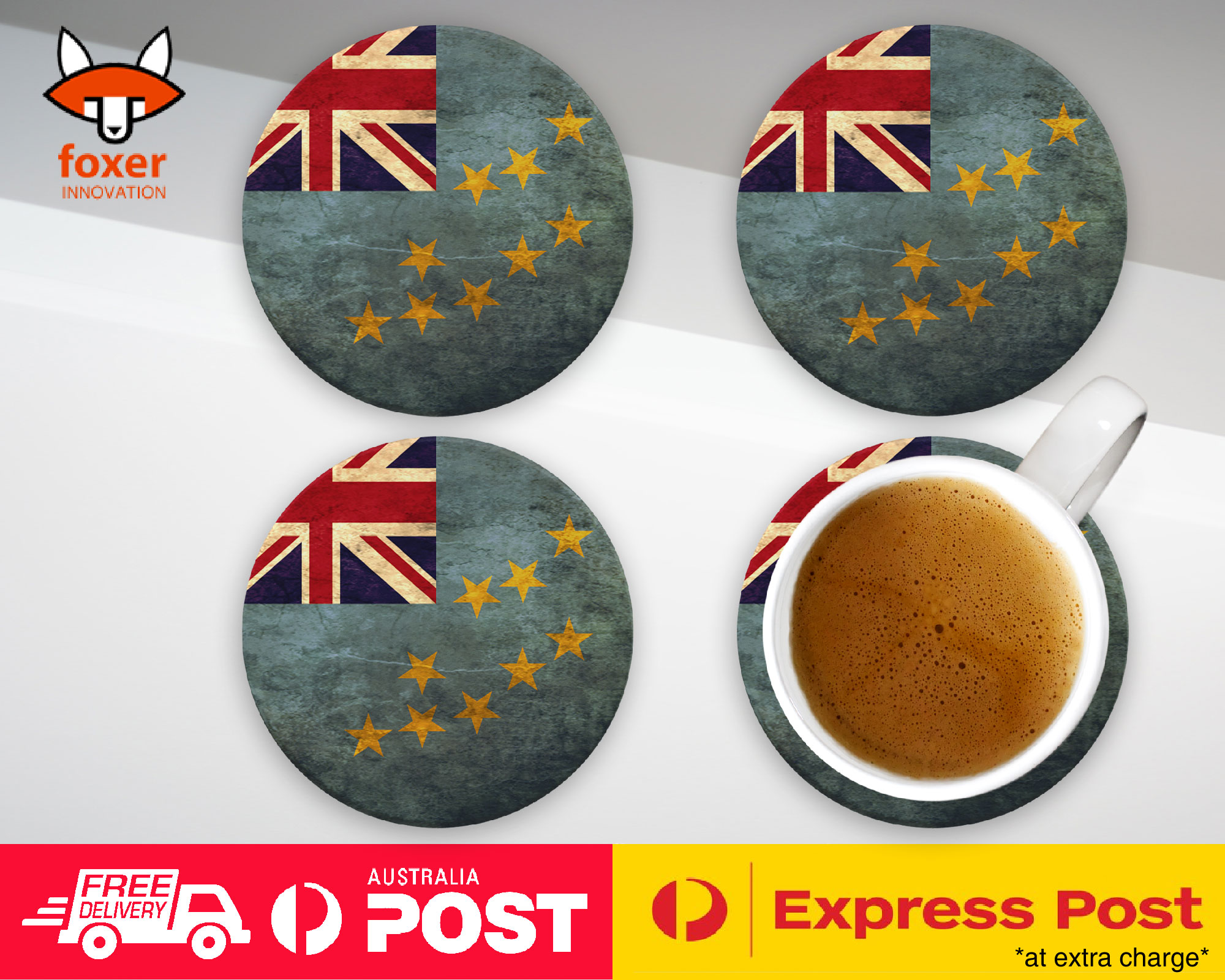 COASTER COFFEE DRINKING MAT|TUVALU COUNTRY FLAG 156