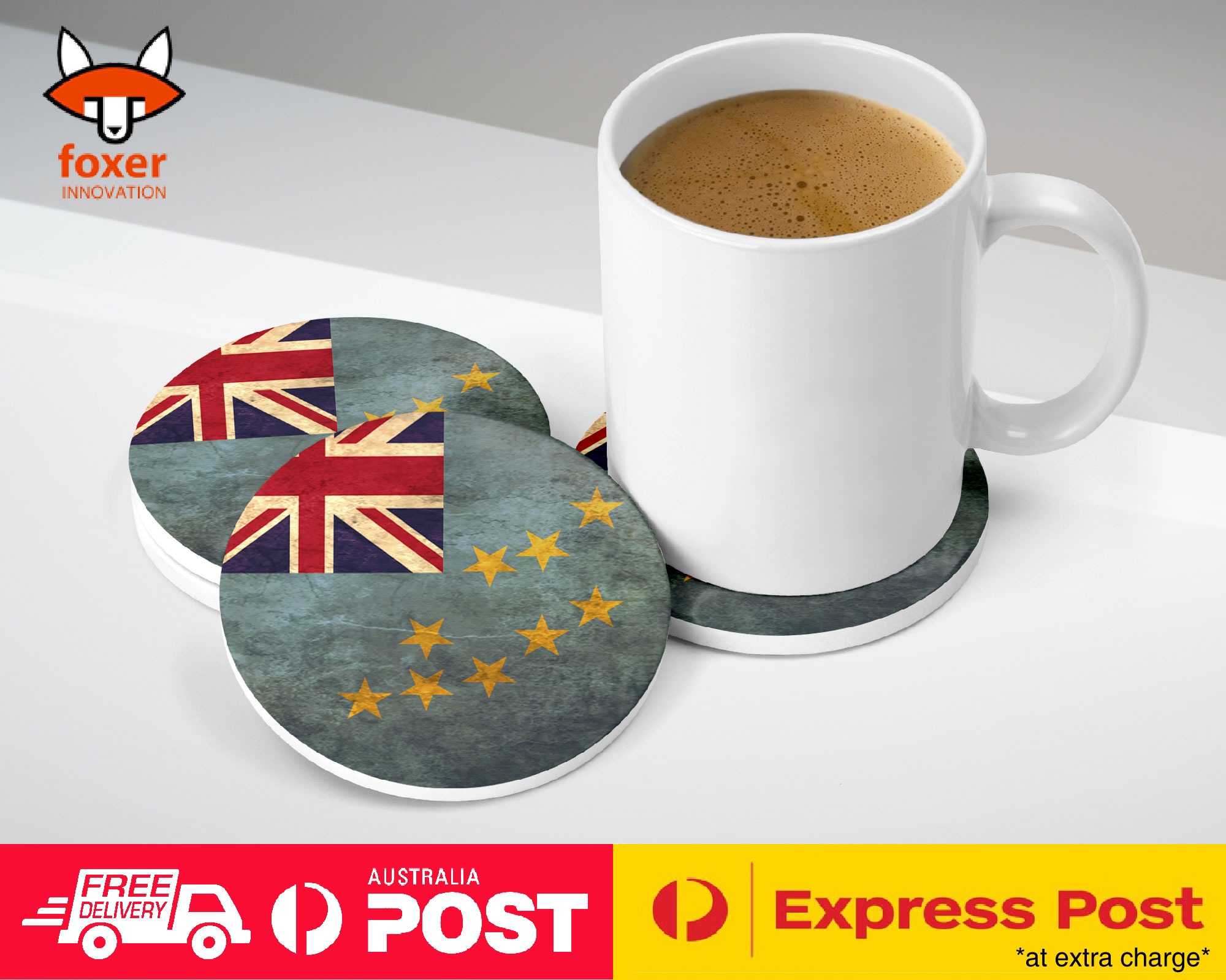 COASTER COFFEE DRINKING MAT|TUVALU COUNTRY FLAG 156
