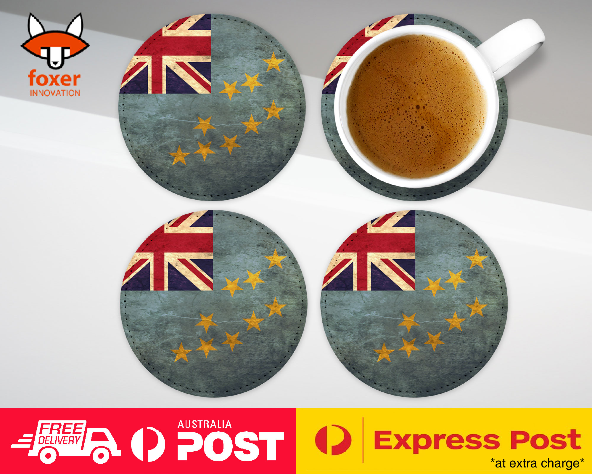 COASTER COFFEE DRINKING MAT|TUVALU COUNTRY FLAG 156