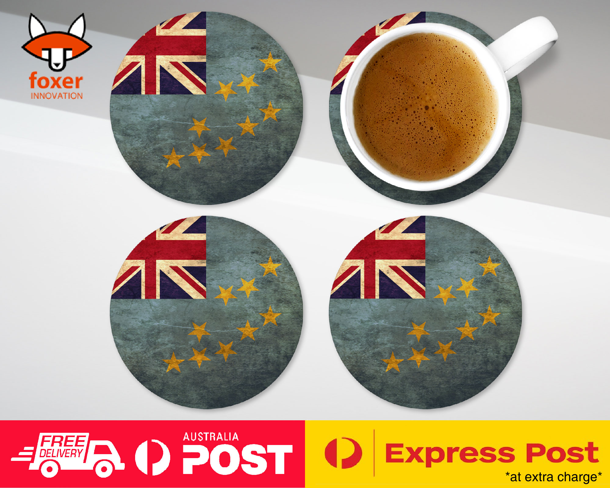 COASTER COFFEE DRINKING MAT|TUVALU COUNTRY FLAG 156