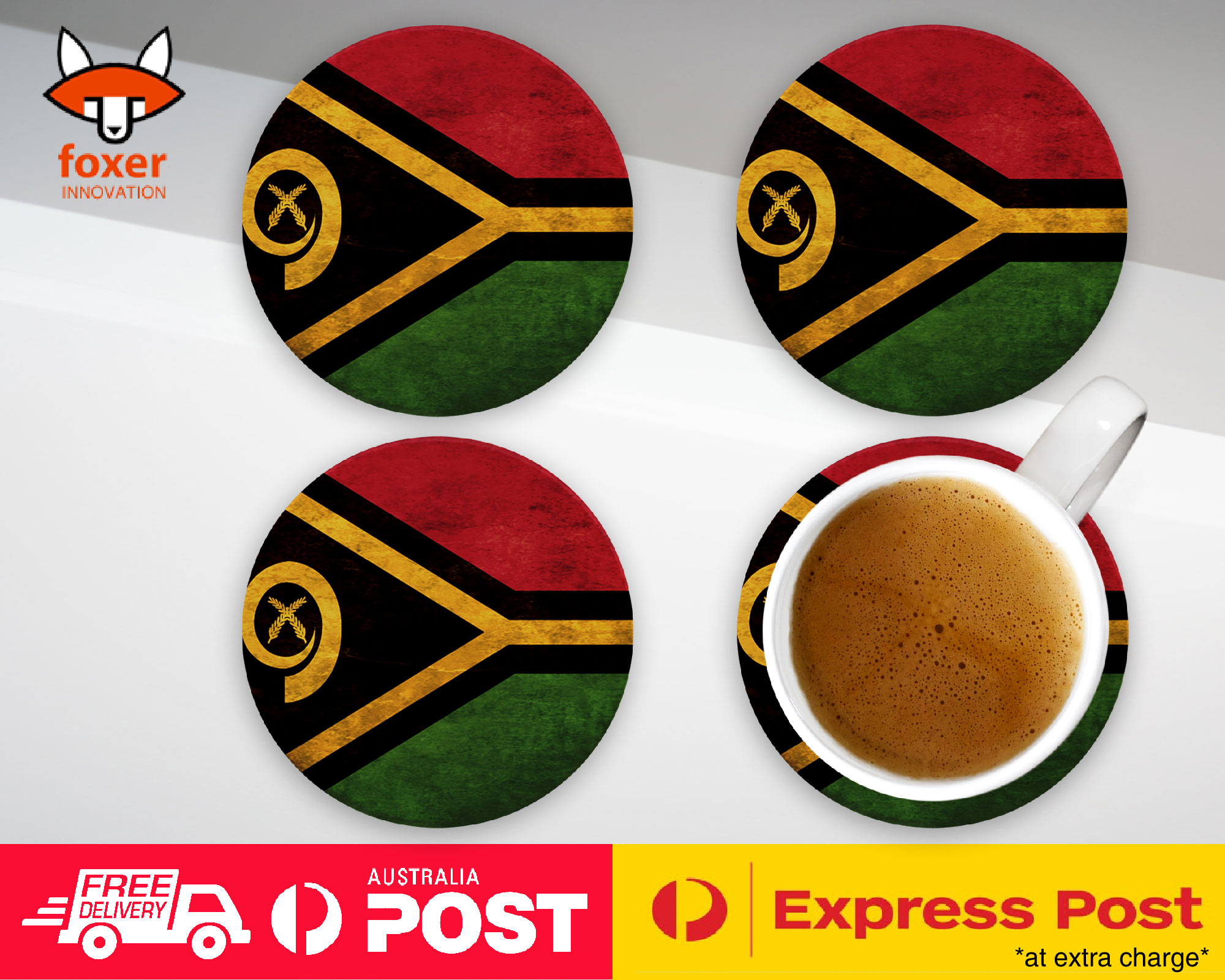COASTER COFFEE DRINKING MAT|VANUATU COUNTRY FLAG 162