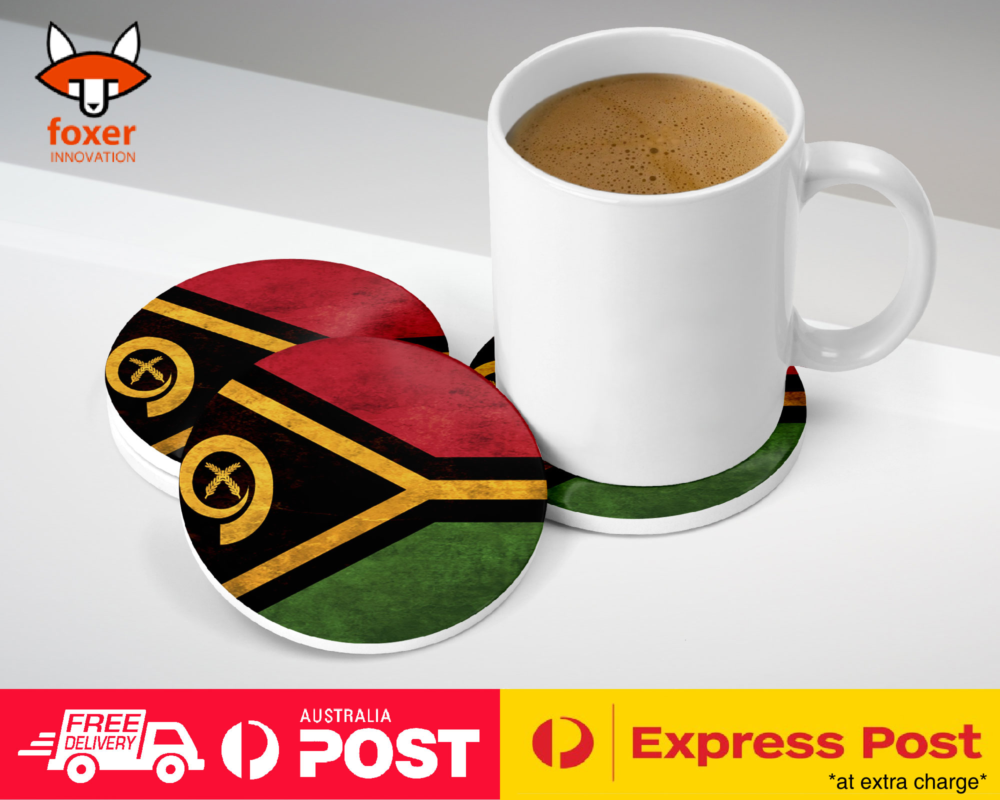 COASTER COFFEE DRINKING MAT|VANUATU COUNTRY FLAG 162