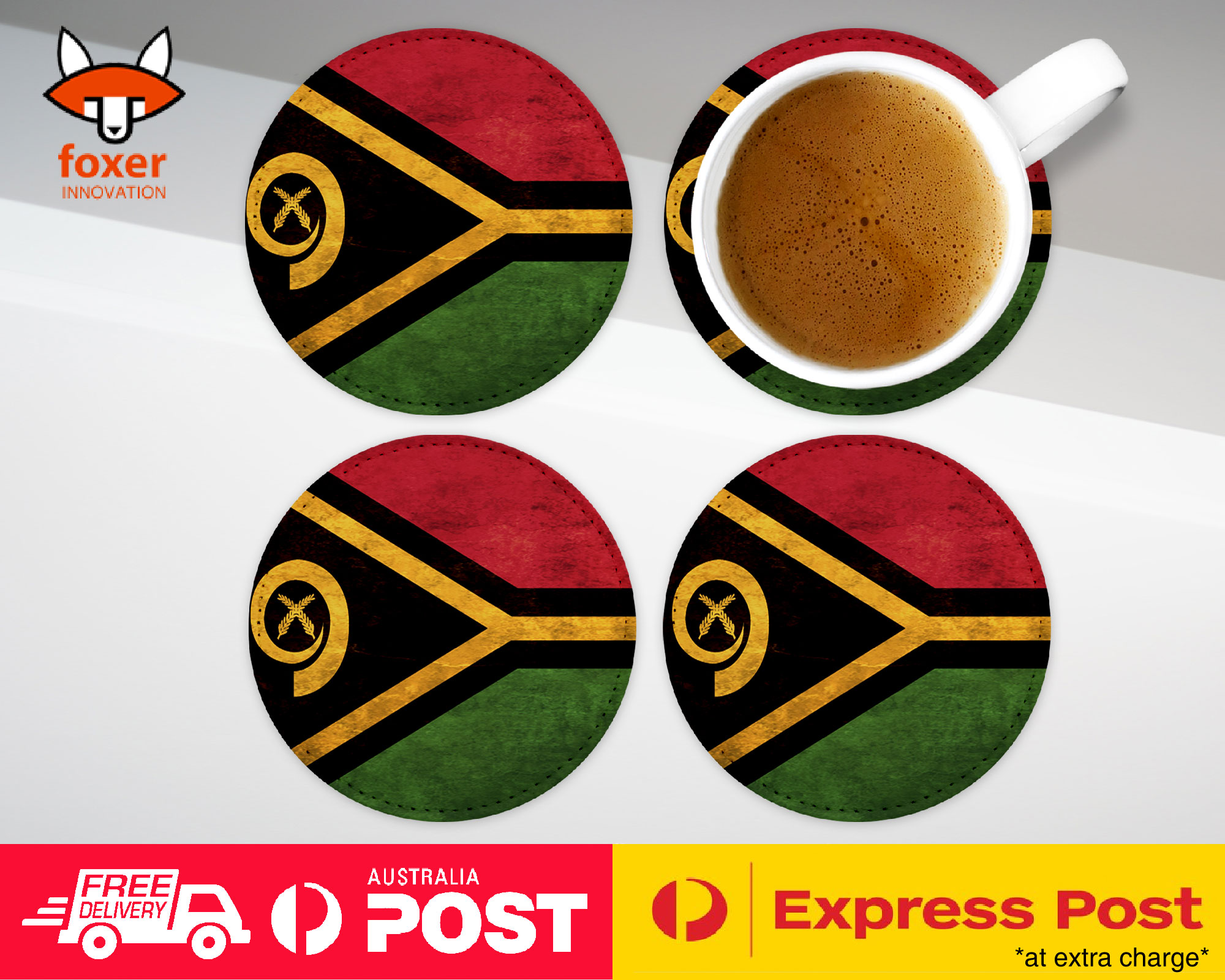 COASTER COFFEE DRINKING MAT|VANUATU COUNTRY FLAG 162