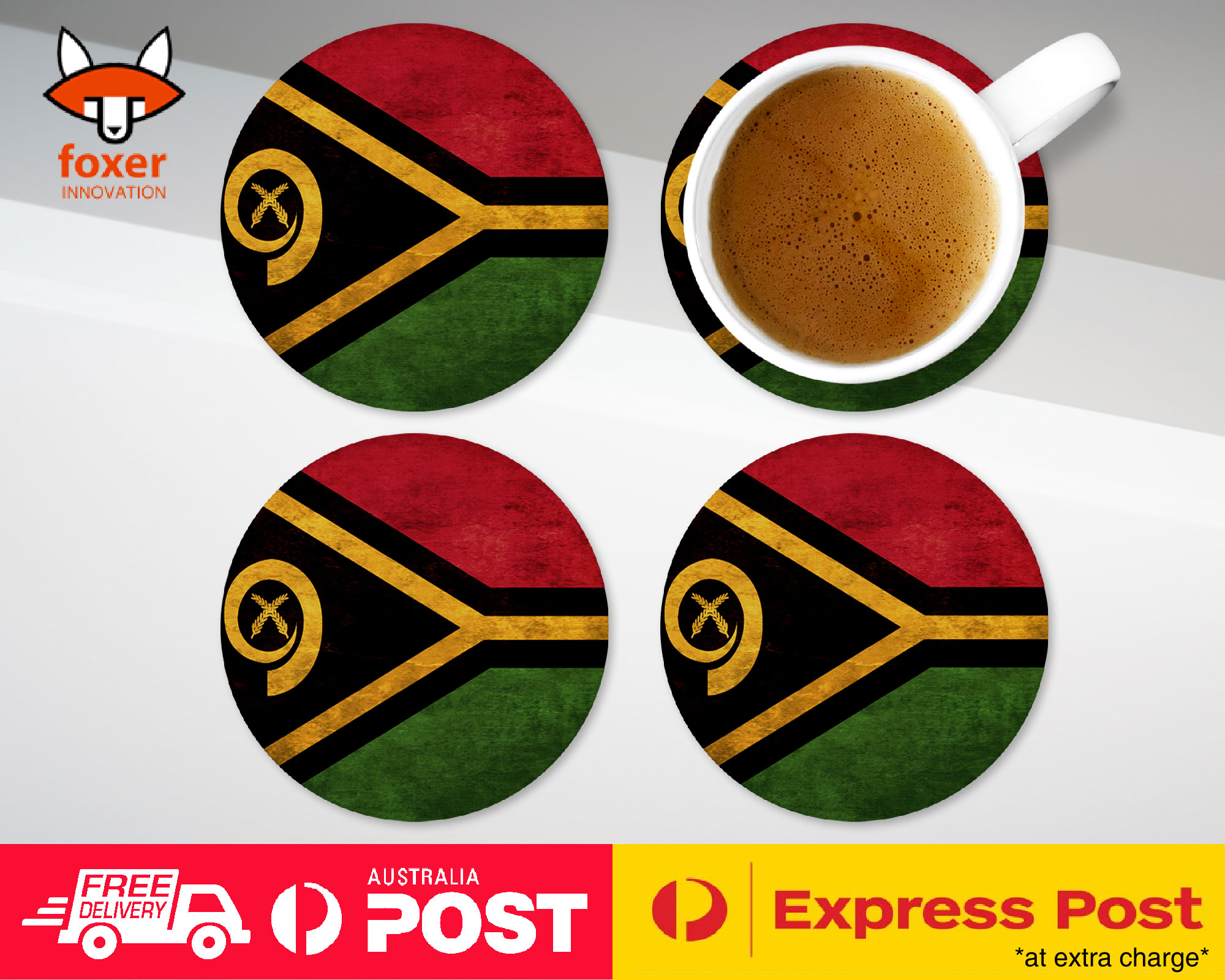COASTER COFFEE DRINKING MAT|VANUATU COUNTRY FLAG 162