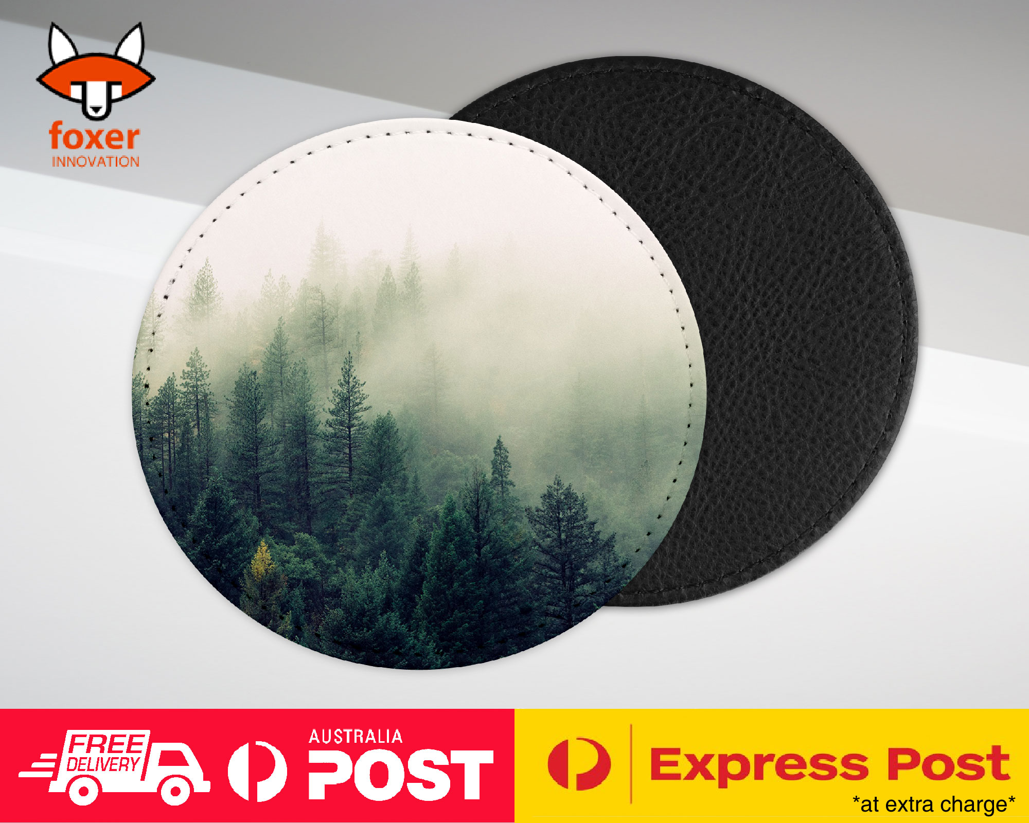 COASTER COFFEE DRINKING MAT|FOGGY FOREST TREES